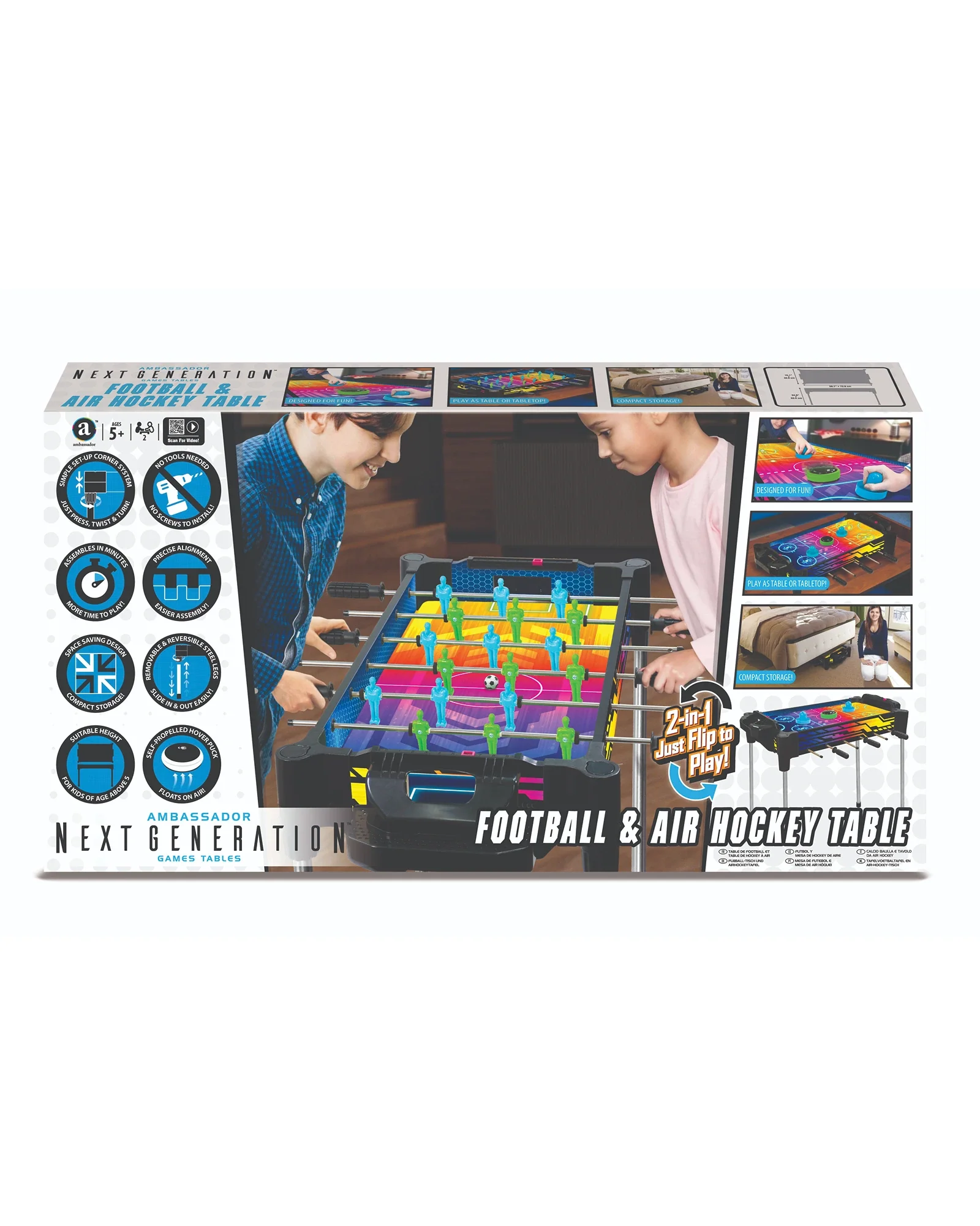 2 -in-1 Foosball & Air Hockey Neon Arcade Table - Image 4