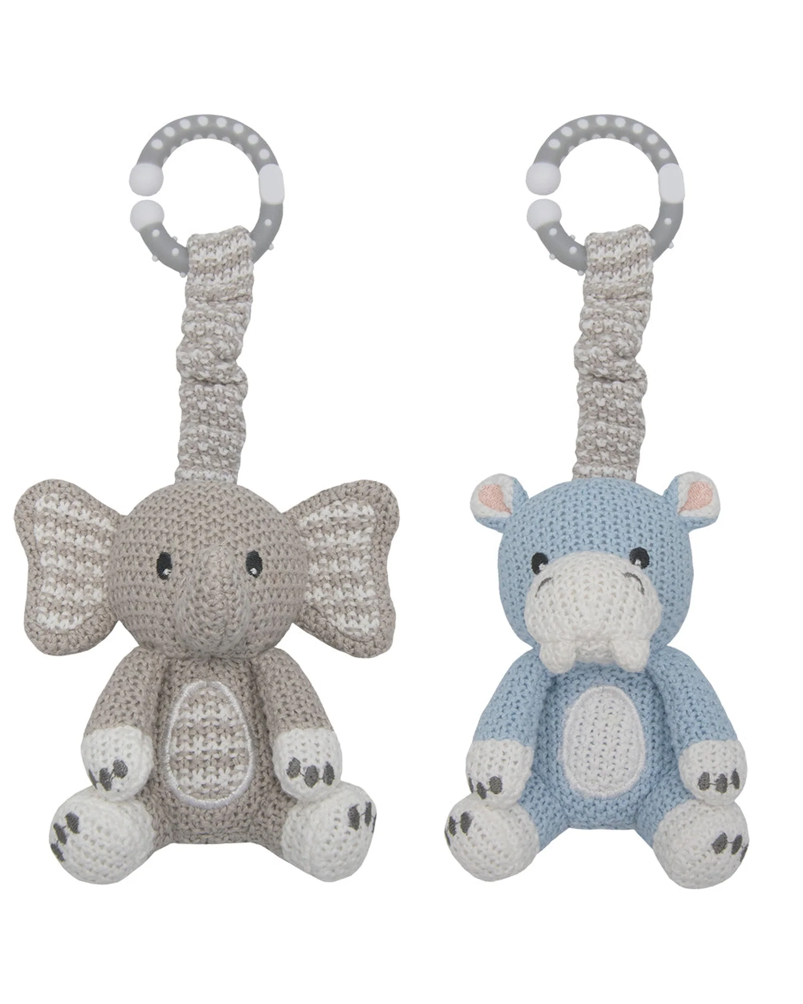 2 Pack Stroller Toys Elephant and Hippo
