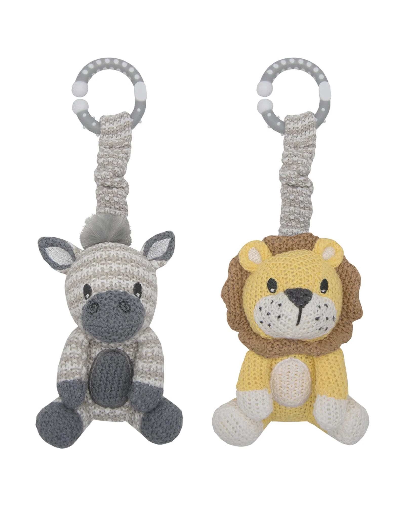 2 Pack Stroller Toys Zebra and Lion