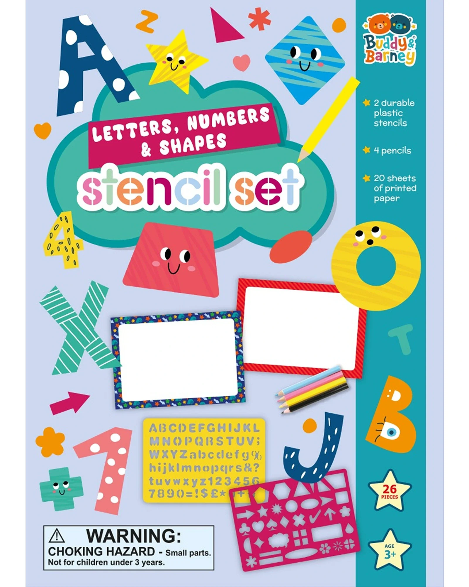 Buddy and Barney Stencils & Pencils Wallet - Letters Shapes Numbers