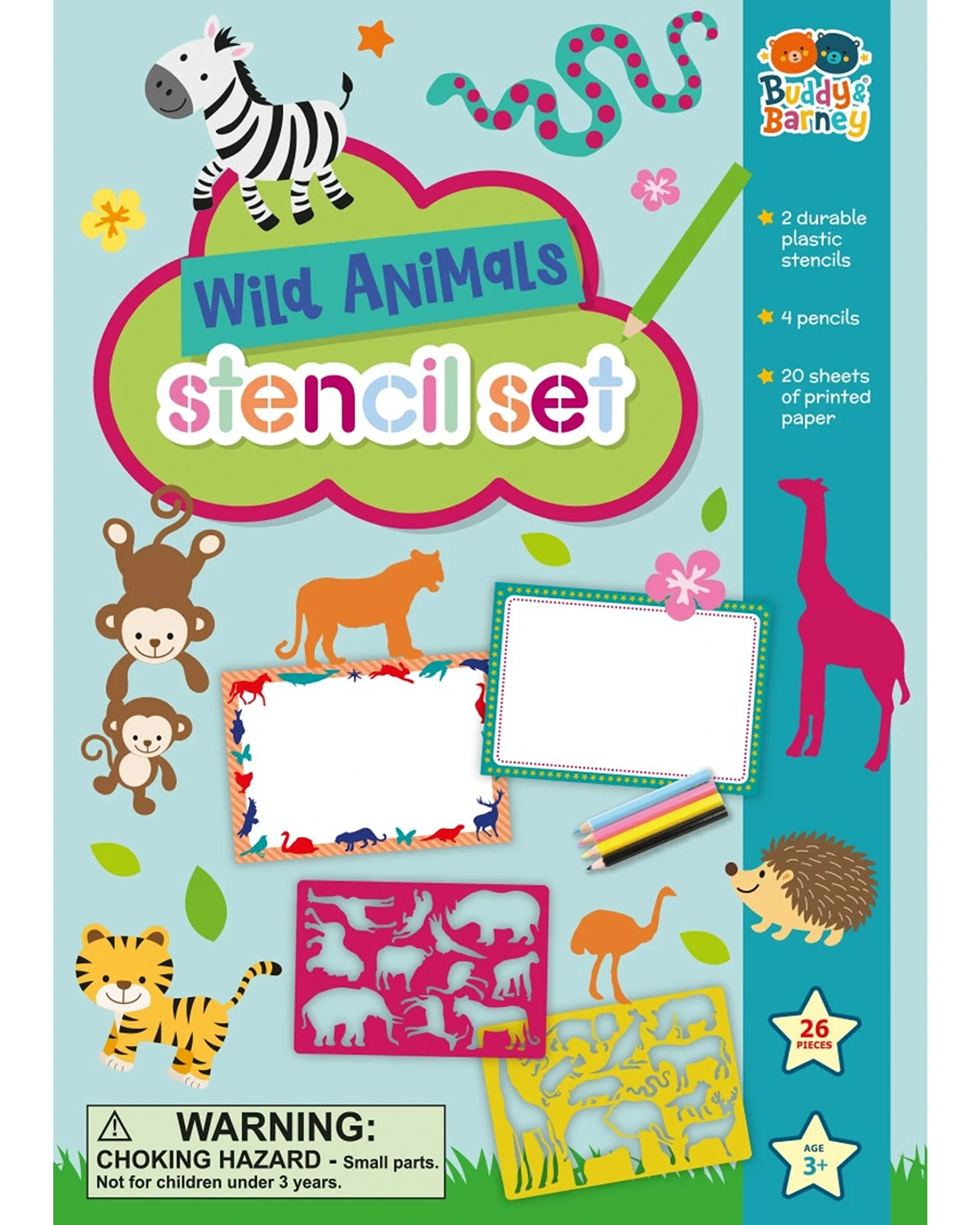 Buddy and Barney Stencils & Pencils Wallet - Wild Animals