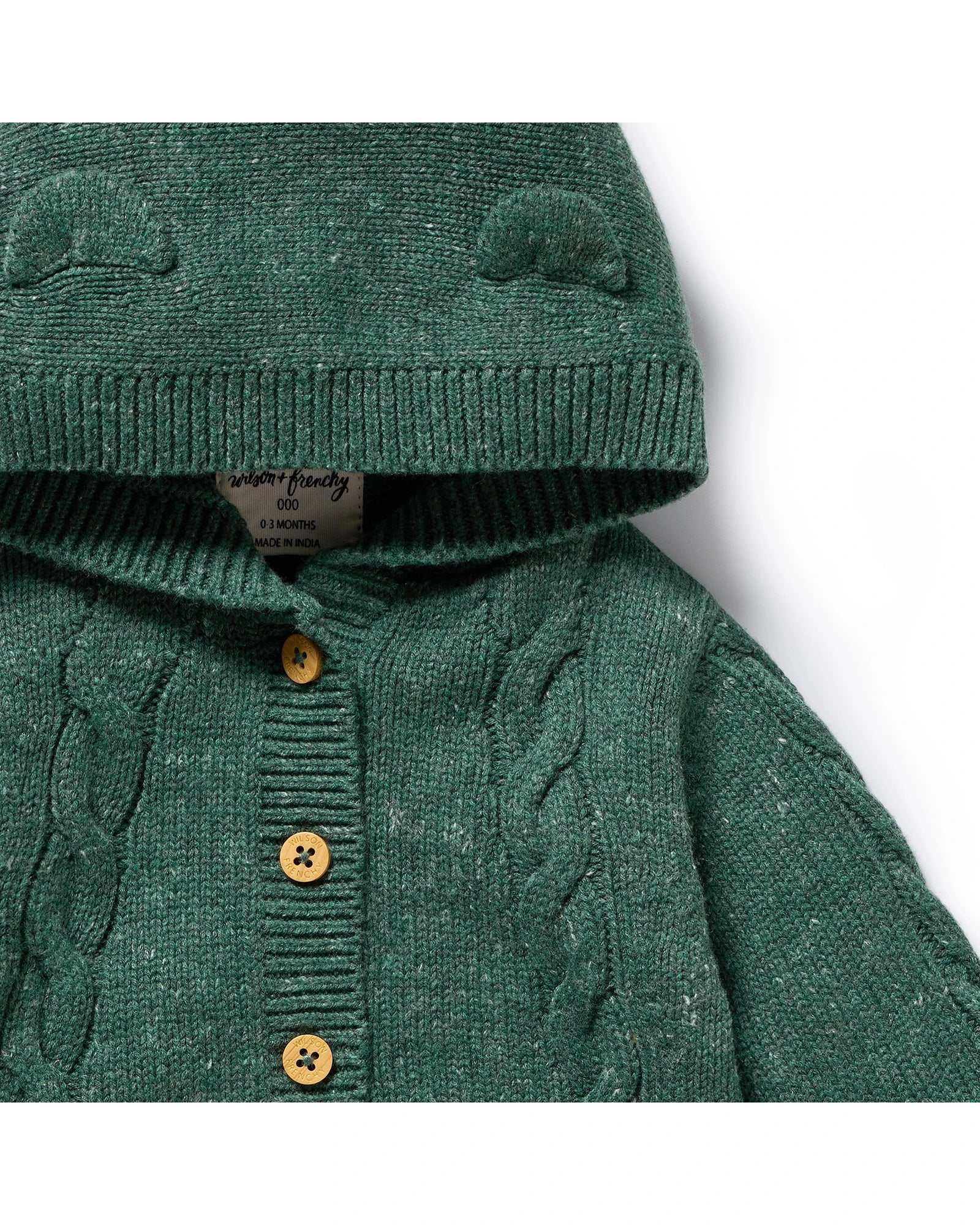 Clover Organic Knitted Cable Jacket 0-3 mths - Image 3