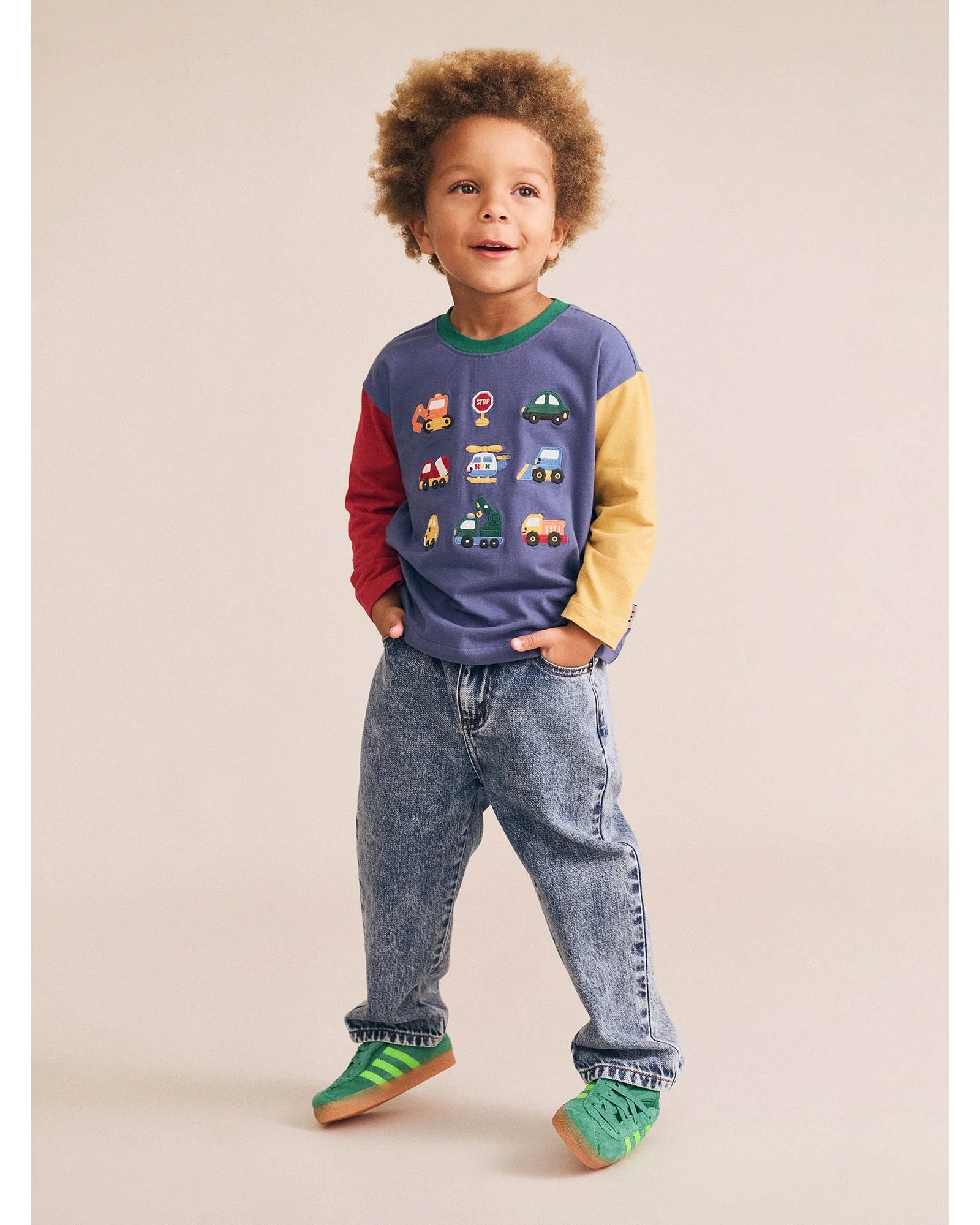 Colour Block Construction Top - Vintage Blue 6-12M