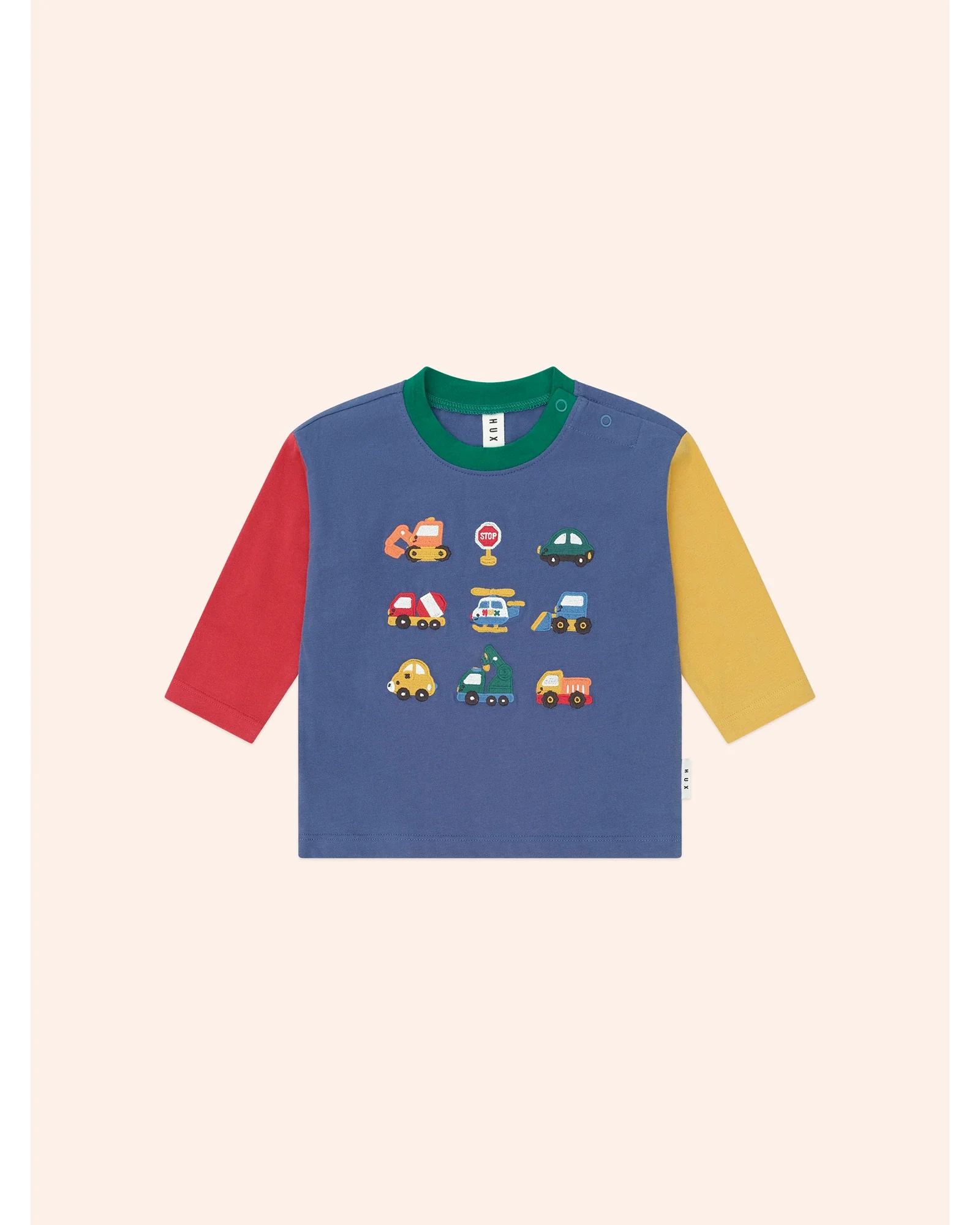 Colour Block Construction Top - Vintage Blue 6-12M - Image 2