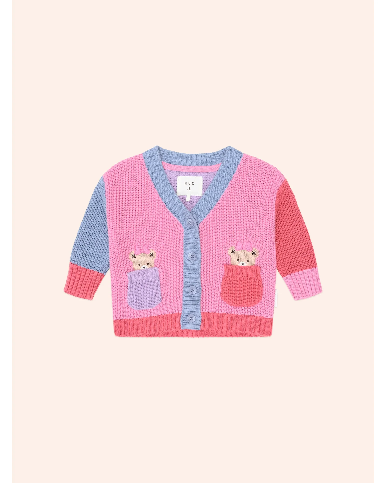 Colour Block Huxette Cardi - Strawberry Multi 3-6M - Image 3