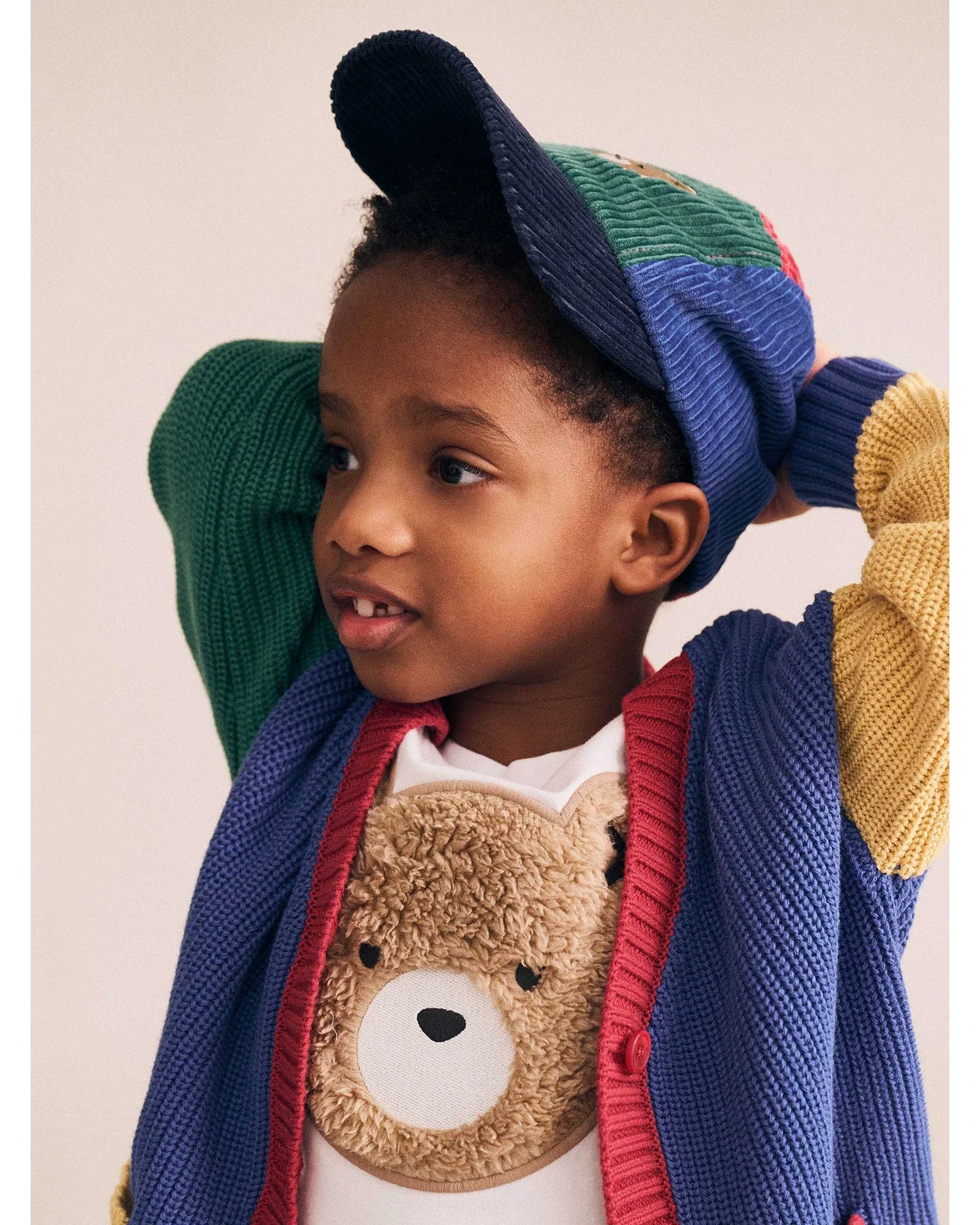 Colour Block Varsity Hux Cardi - Blue Multi - Image 3