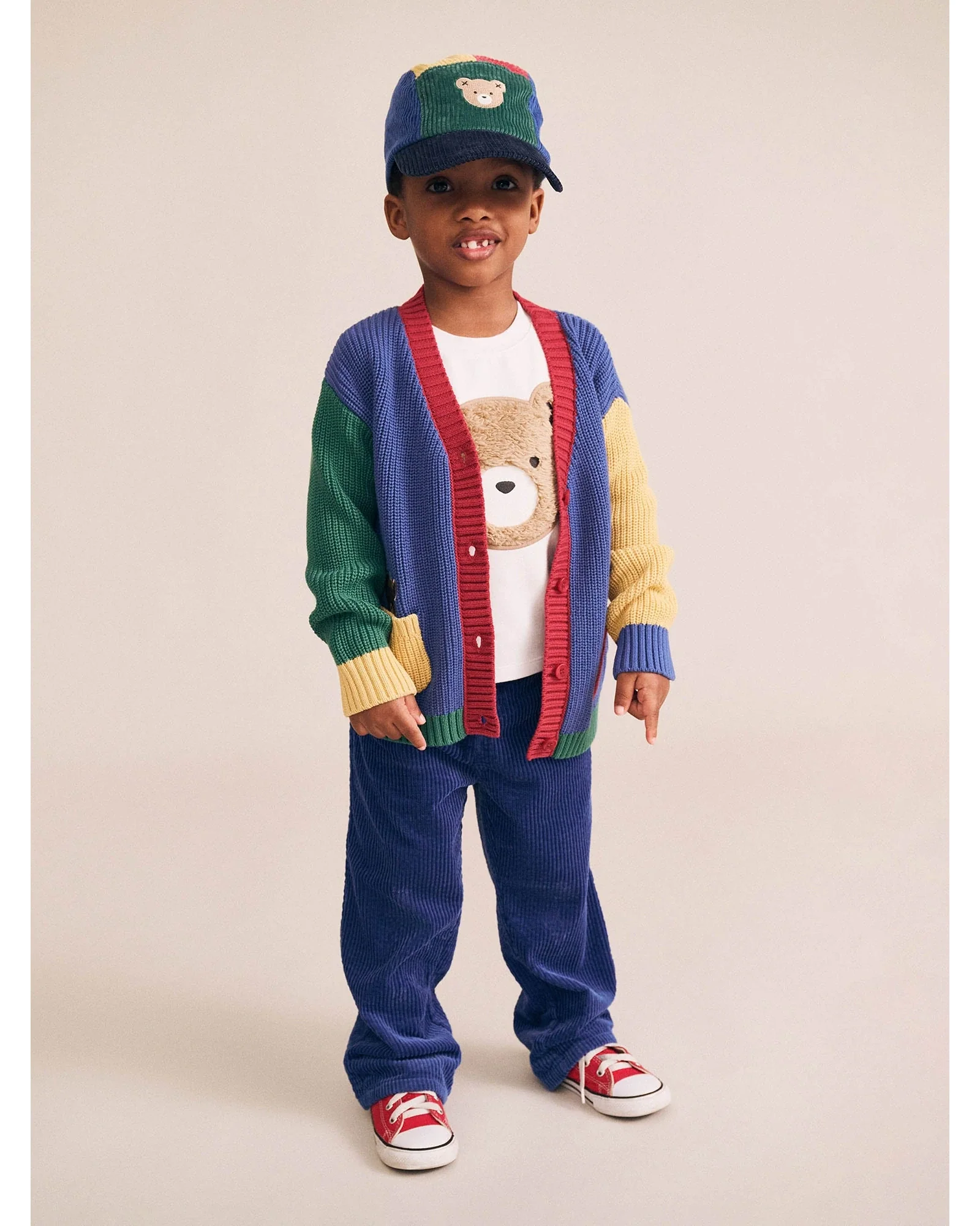 Colour Block Varsity Hux Cardi - Blue Multi - Image 4