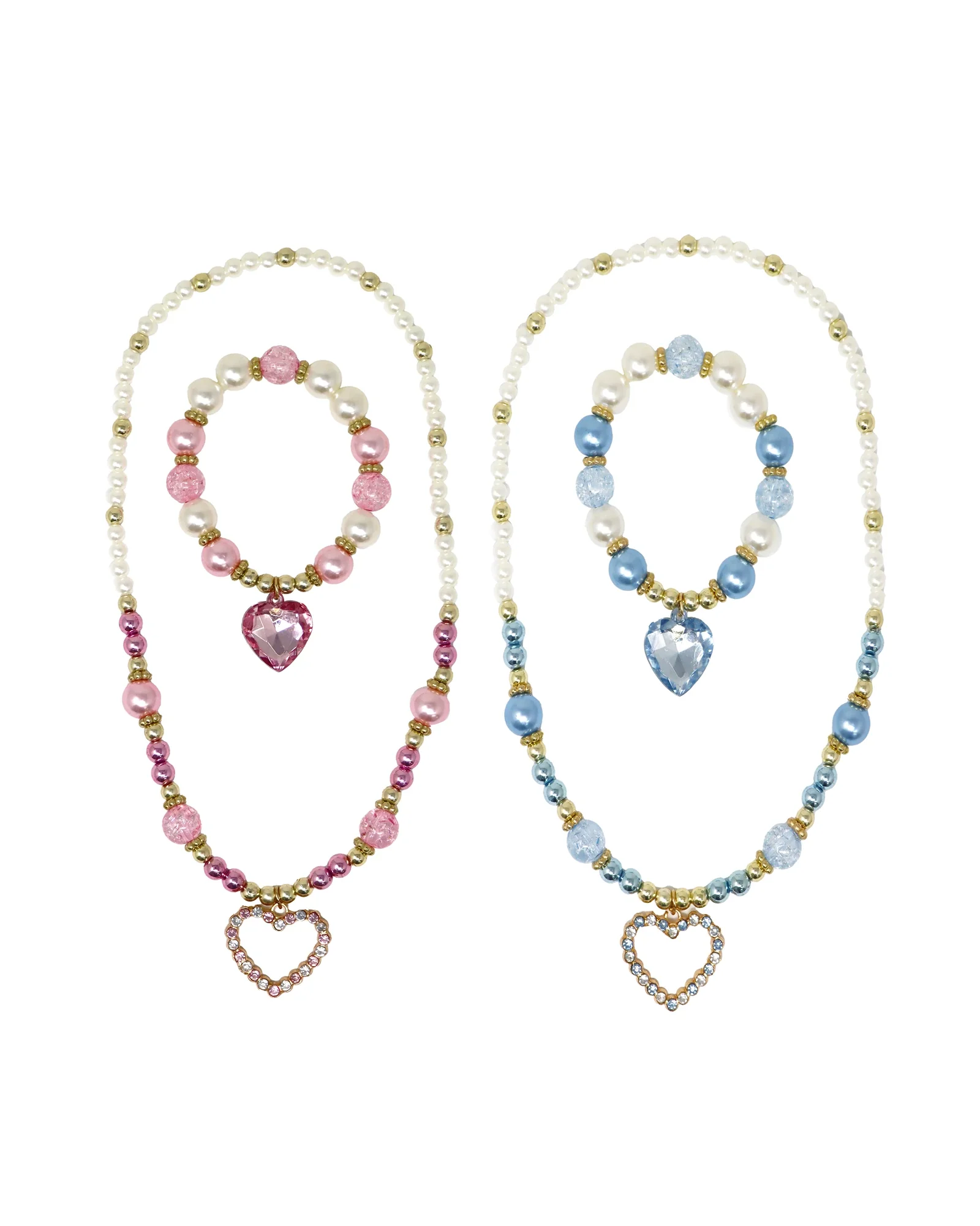 Dance Pearl Heart Necklace and Bracelet Set