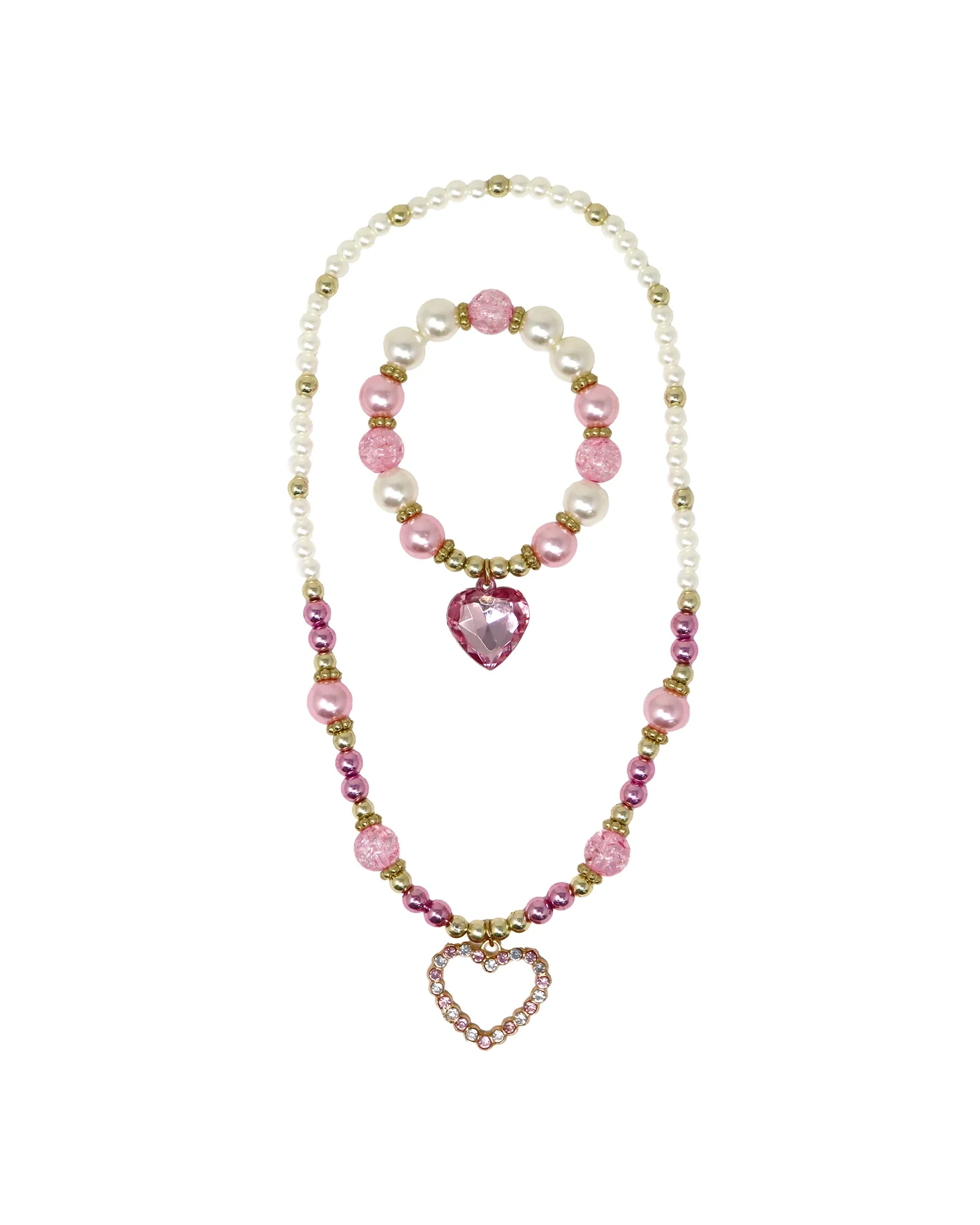 Dance Pearl Heart Necklace and Bracelet Set - Image 2