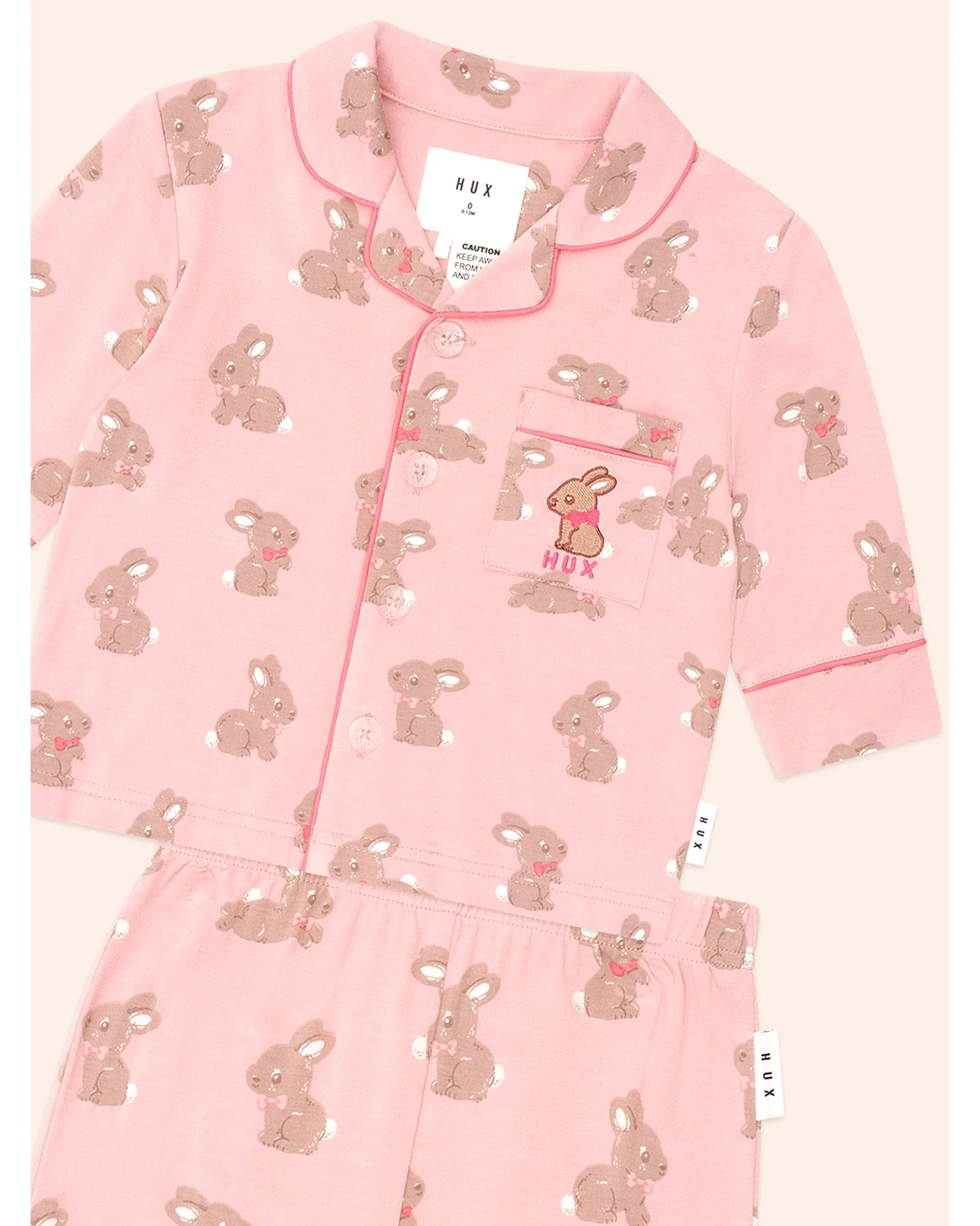 Dusty Pink Bunny Pj Set - Strawberry - Image 3