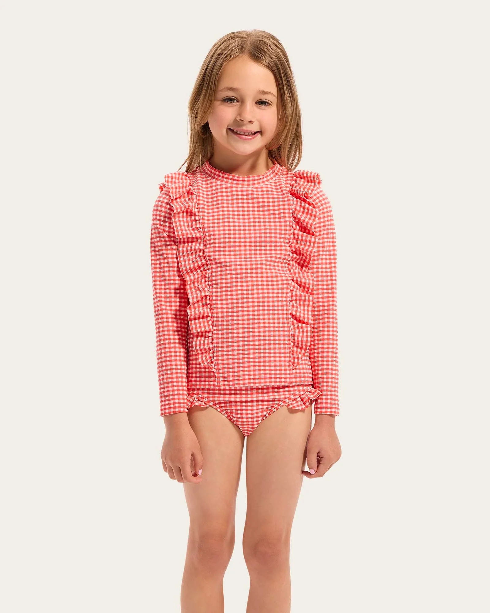 Gingham Rash Set - Melon - Size 3
