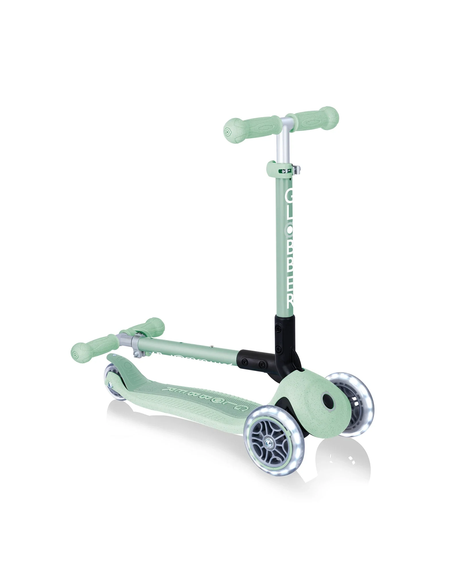 Globber ECOLOGIC JUNIOR Foldable Scooter Lights Pistachio - Image 3