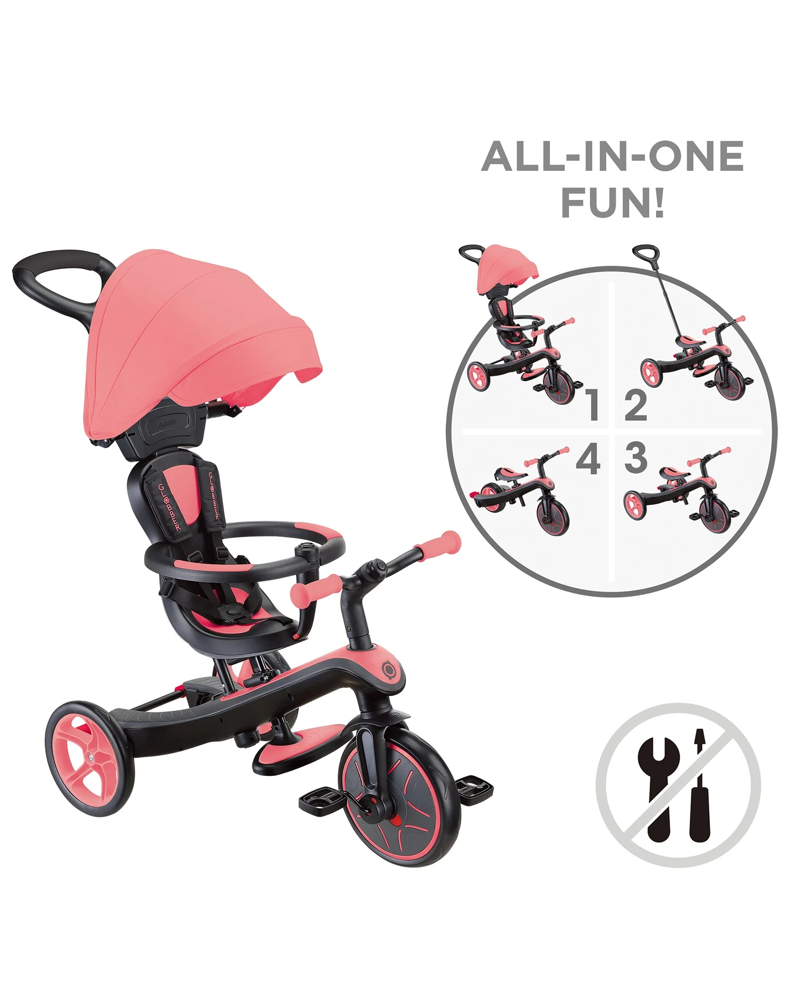 Globber EXPLORER TRIKE 4 in 1 Pink - Image 4