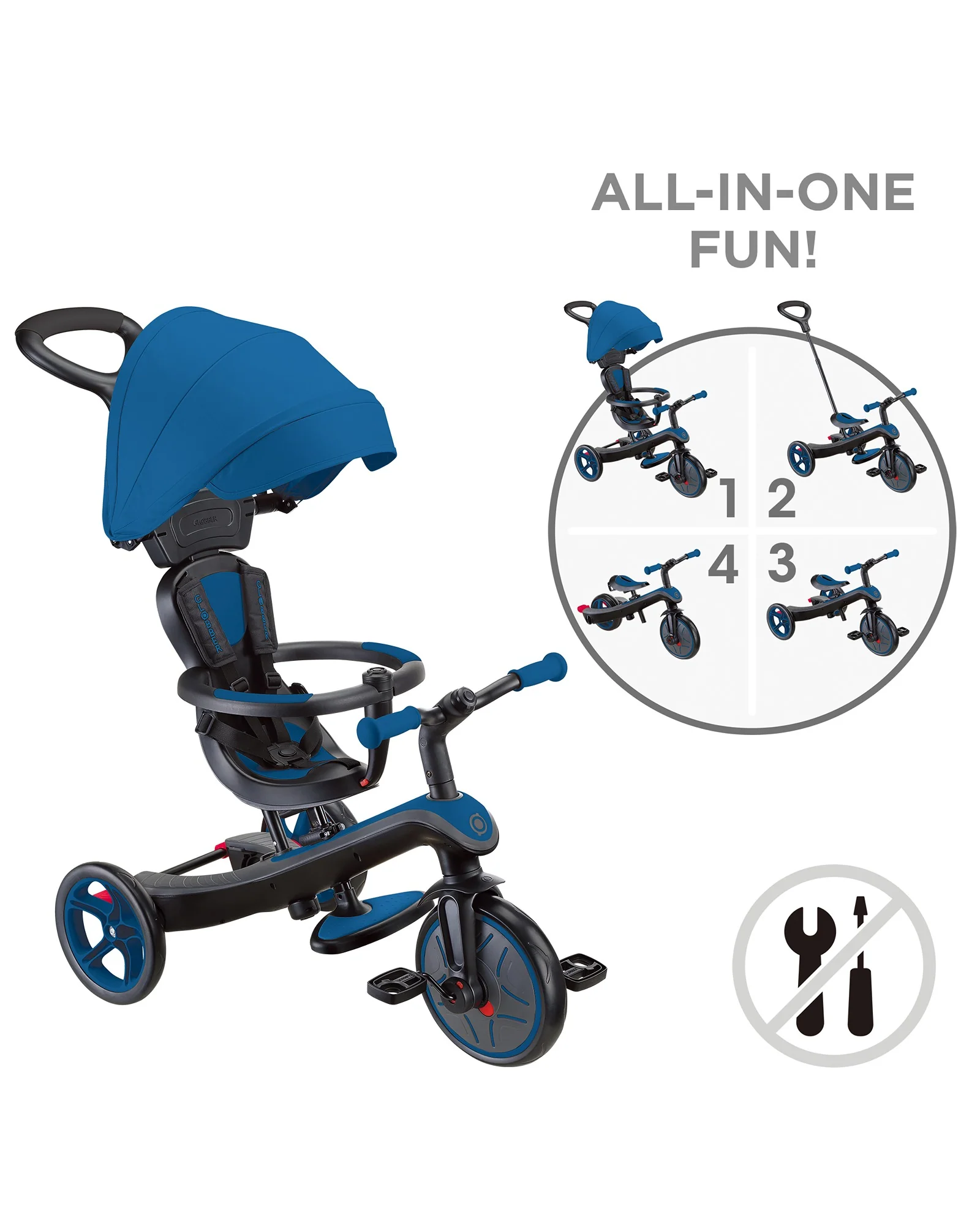 Globber EXPLORER TRIKE 4 in 1 Royal Blue - Image 4