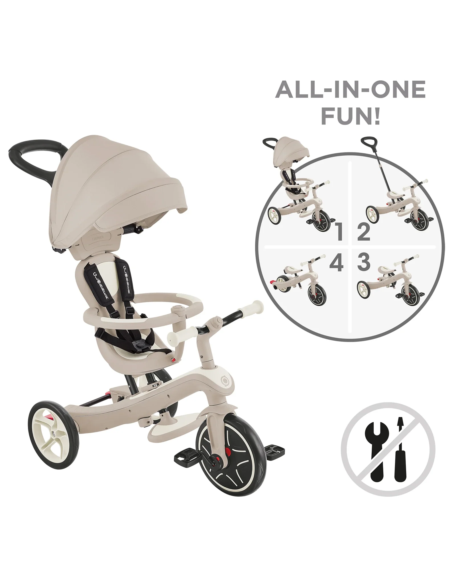 Globber Explorer Trike 4in1 Coconut - Image 12