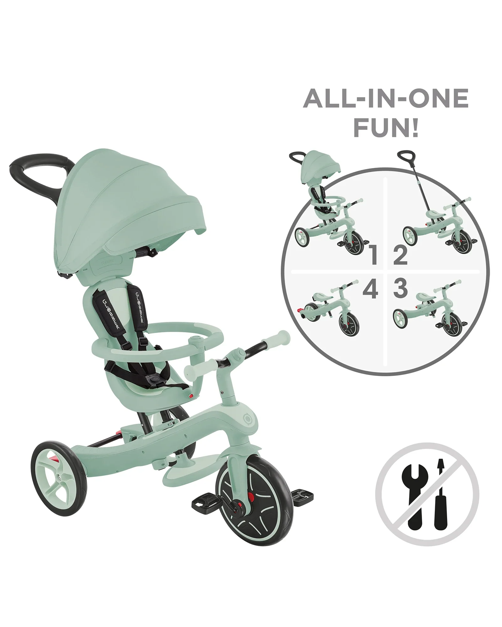 Globber Explorer Trike 4in1 Ecologic Pistaschio - Image 12