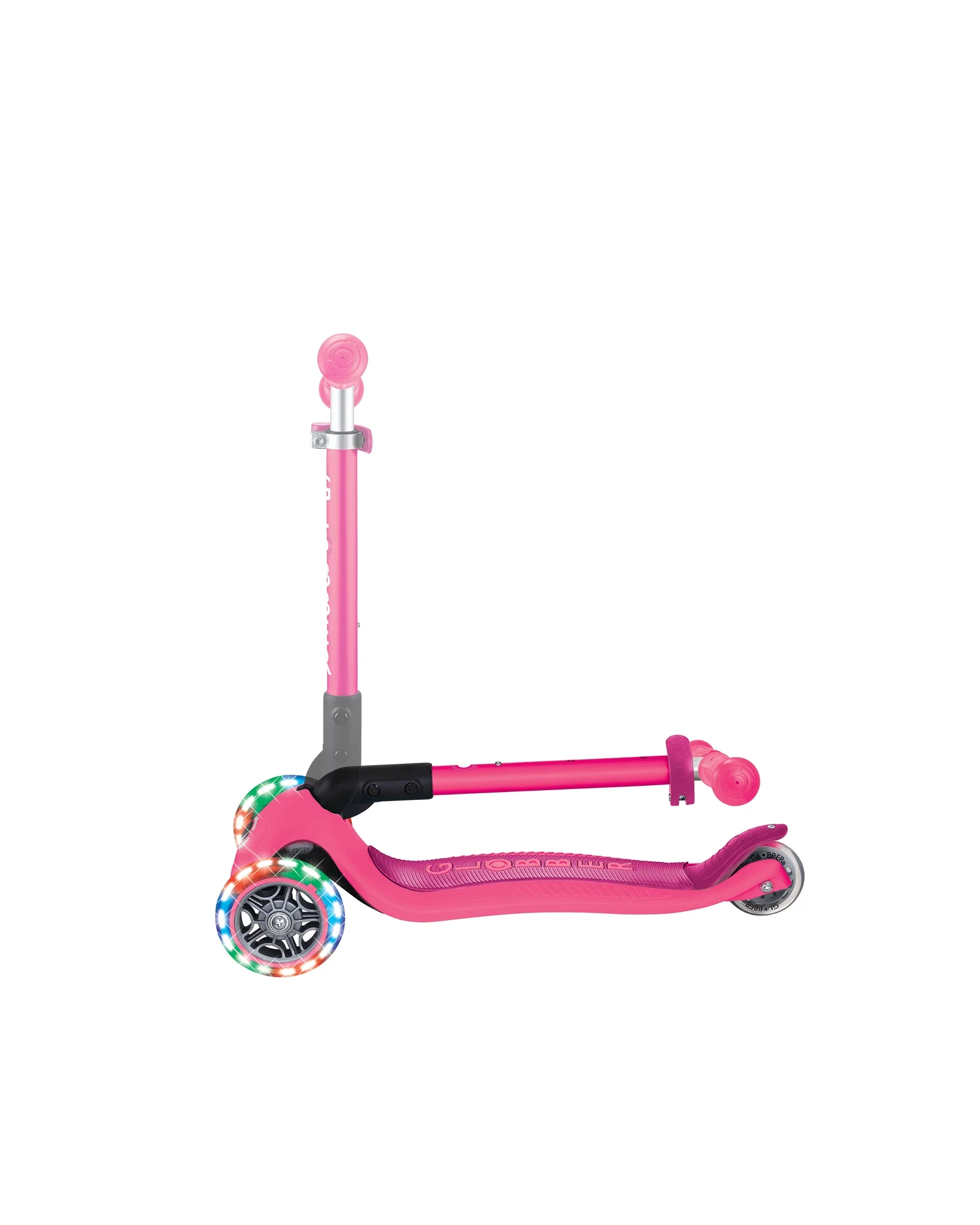 Globber Junior Primo Foldable Lights Scooter Fuchsia Pink - Image 12