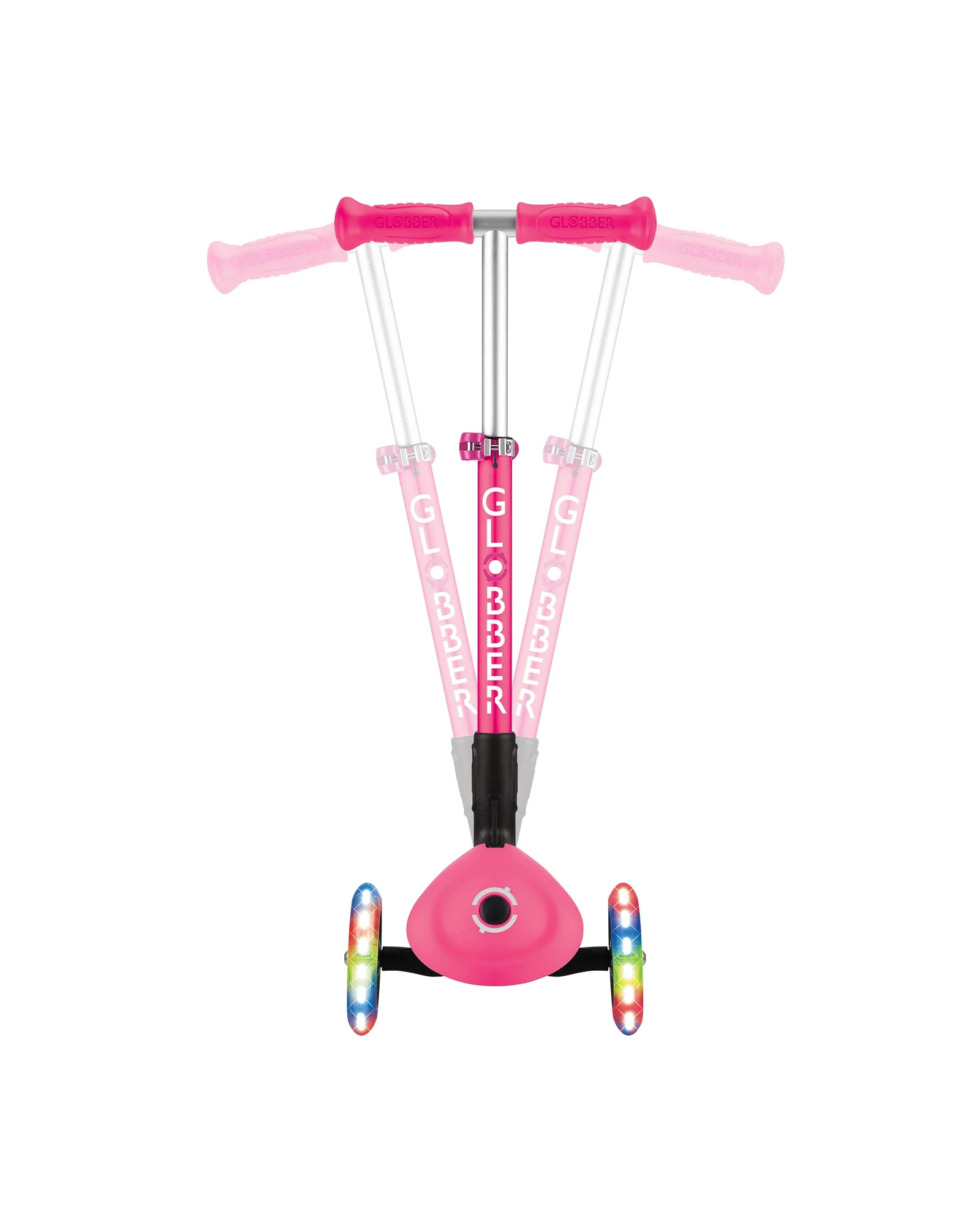 Globber Junior Primo Foldable Lights Scooter Fuchsia Pink - Image 3