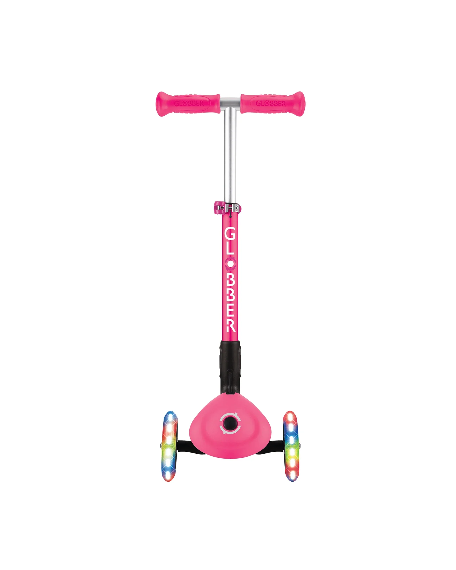Globber Junior Primo Foldable Lights Scooter Fuchsia Pink - Image 4