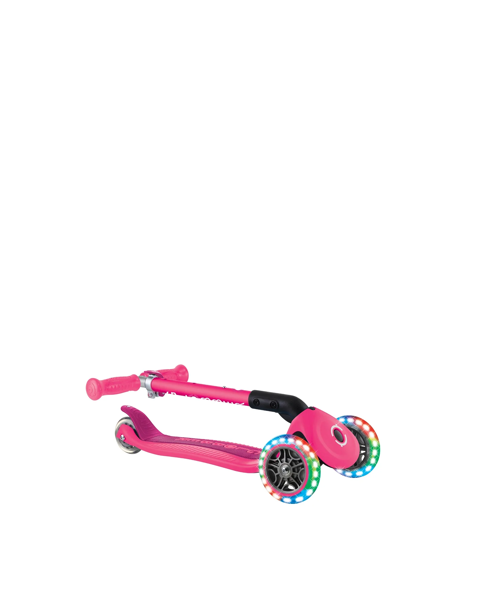 Globber Junior Primo Foldable Lights Scooter Fuchsia Pink - Image 5