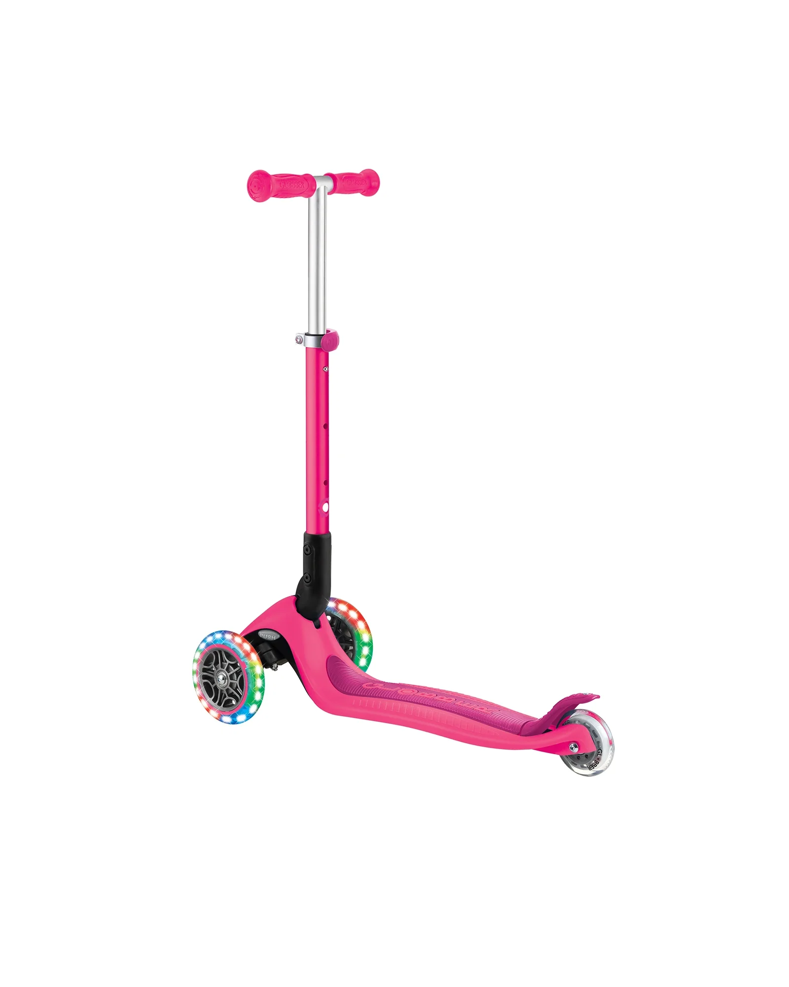 Globber Junior Primo Foldable Lights Scooter Fuchsia Pink - Image 7