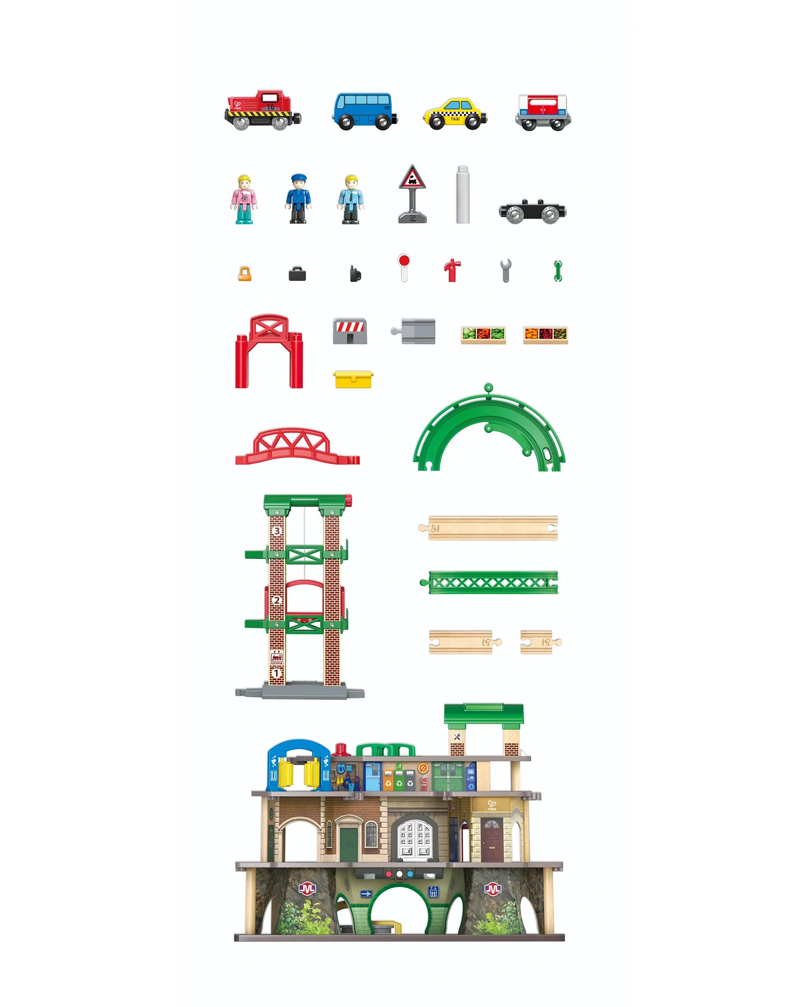 Hape Multi-Level Railway City Set - Image 10