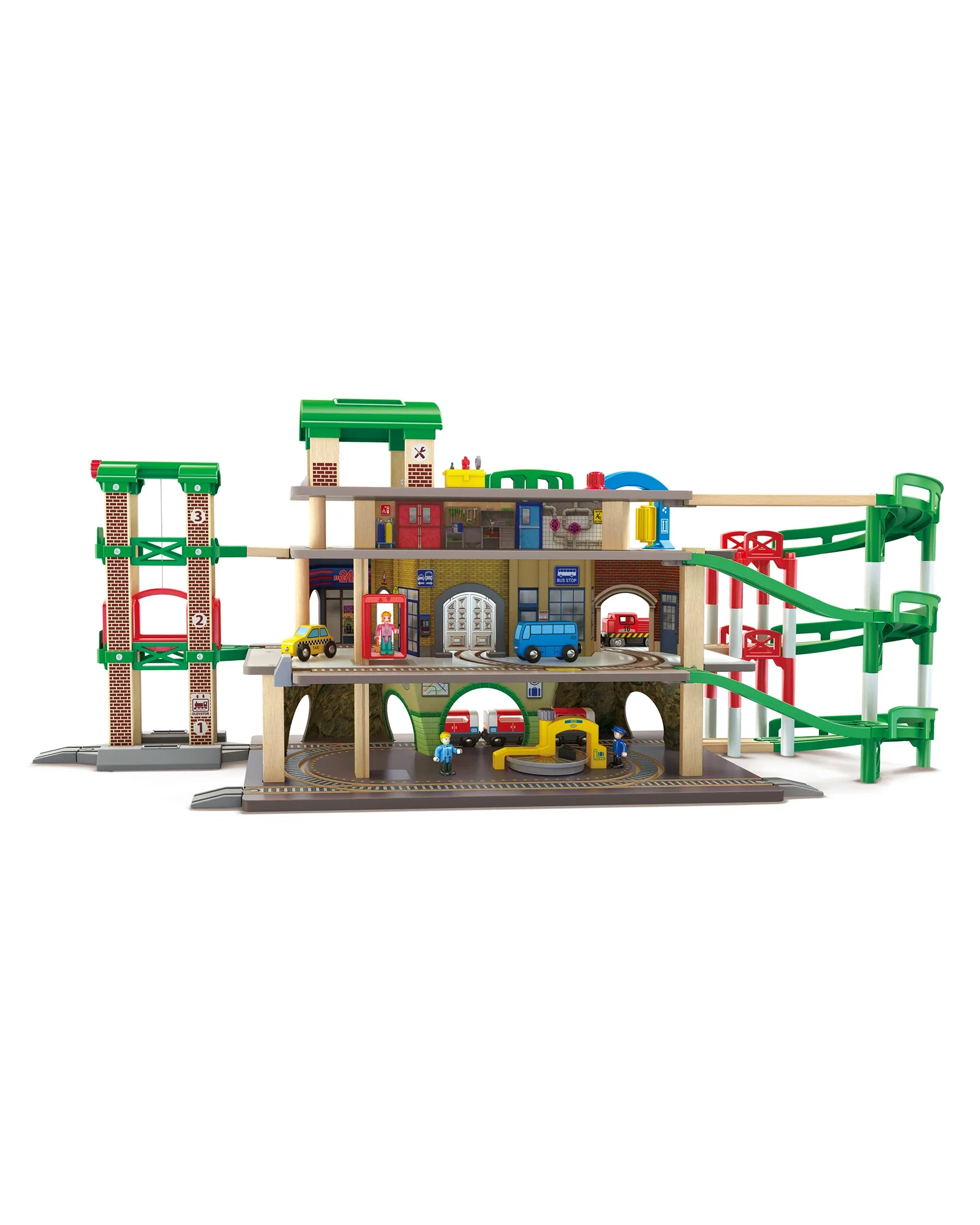 Hape Multi-Level Railway City Set - Image 7