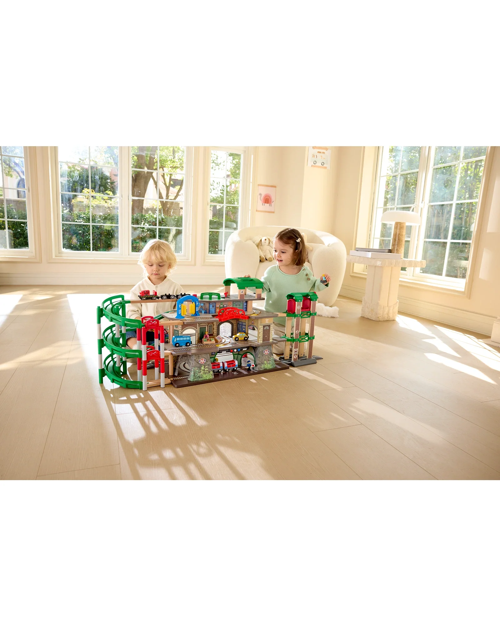 Hape Multi-Level Railway City Set - Image 8