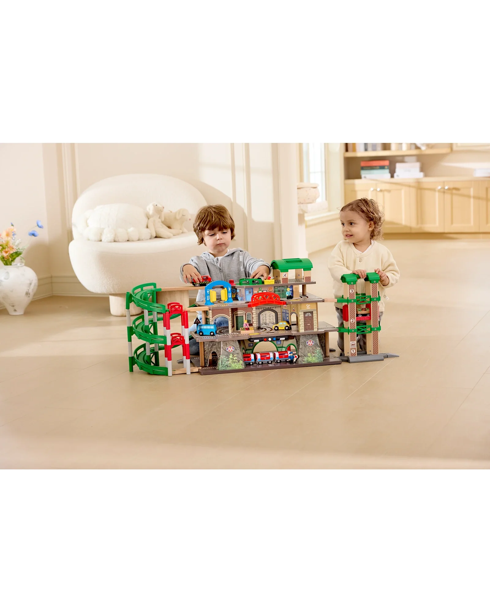 Hape Multi-Level Railway City Set - Image 9