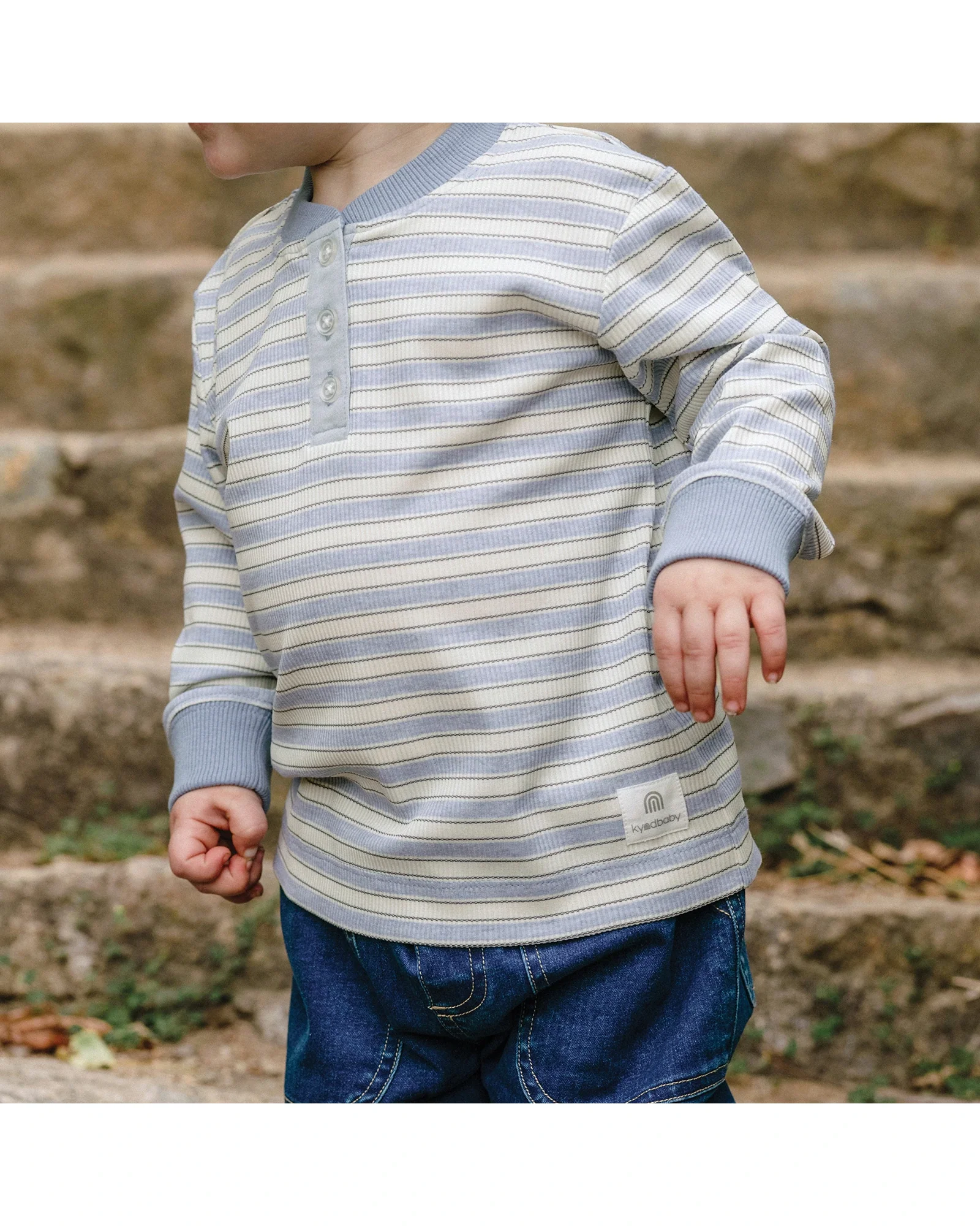 Henley Top - Sky Blue Stripe Size 3 - Image 5