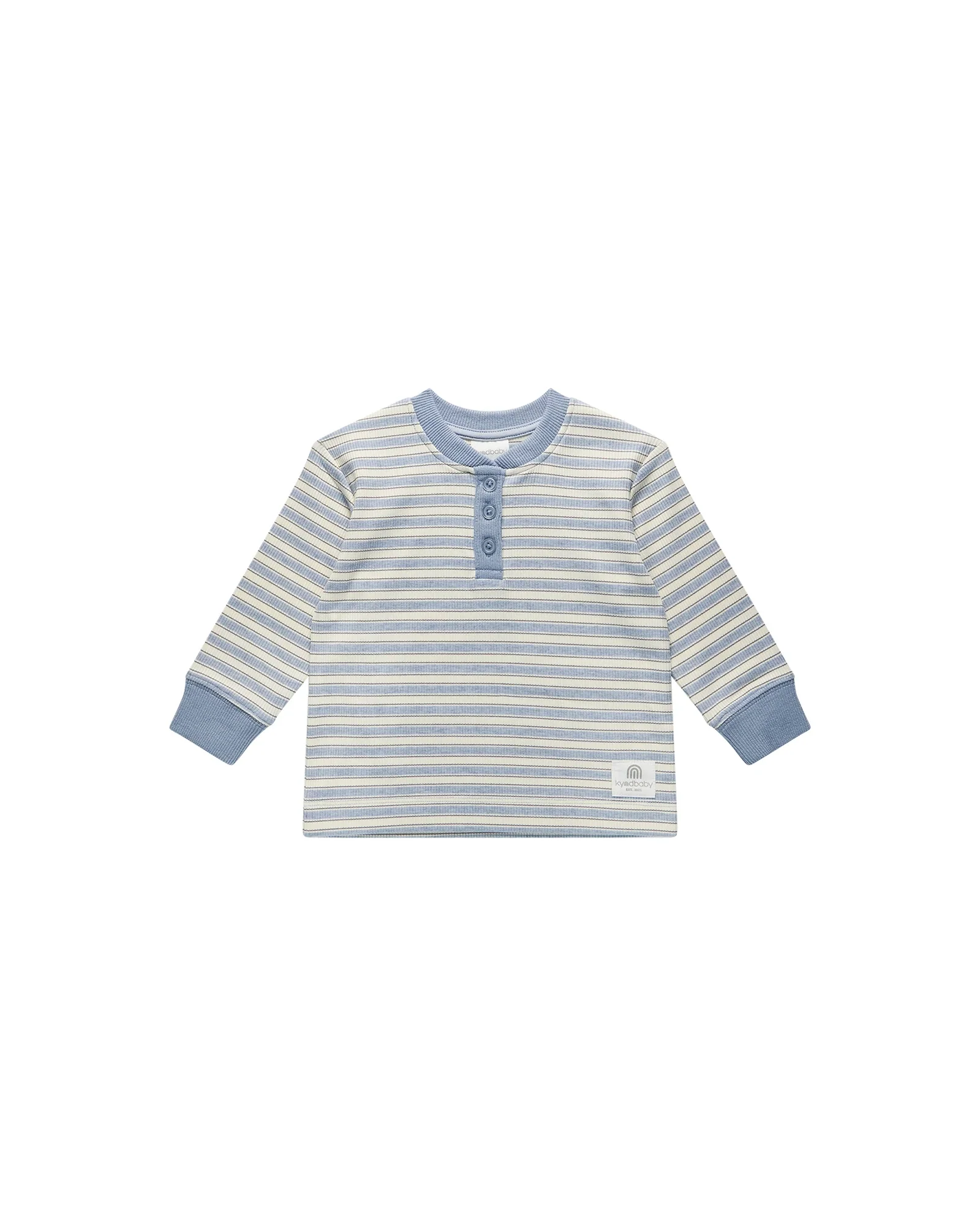 Henley Top - Sky Blue Stripe Size 3 - Image 6