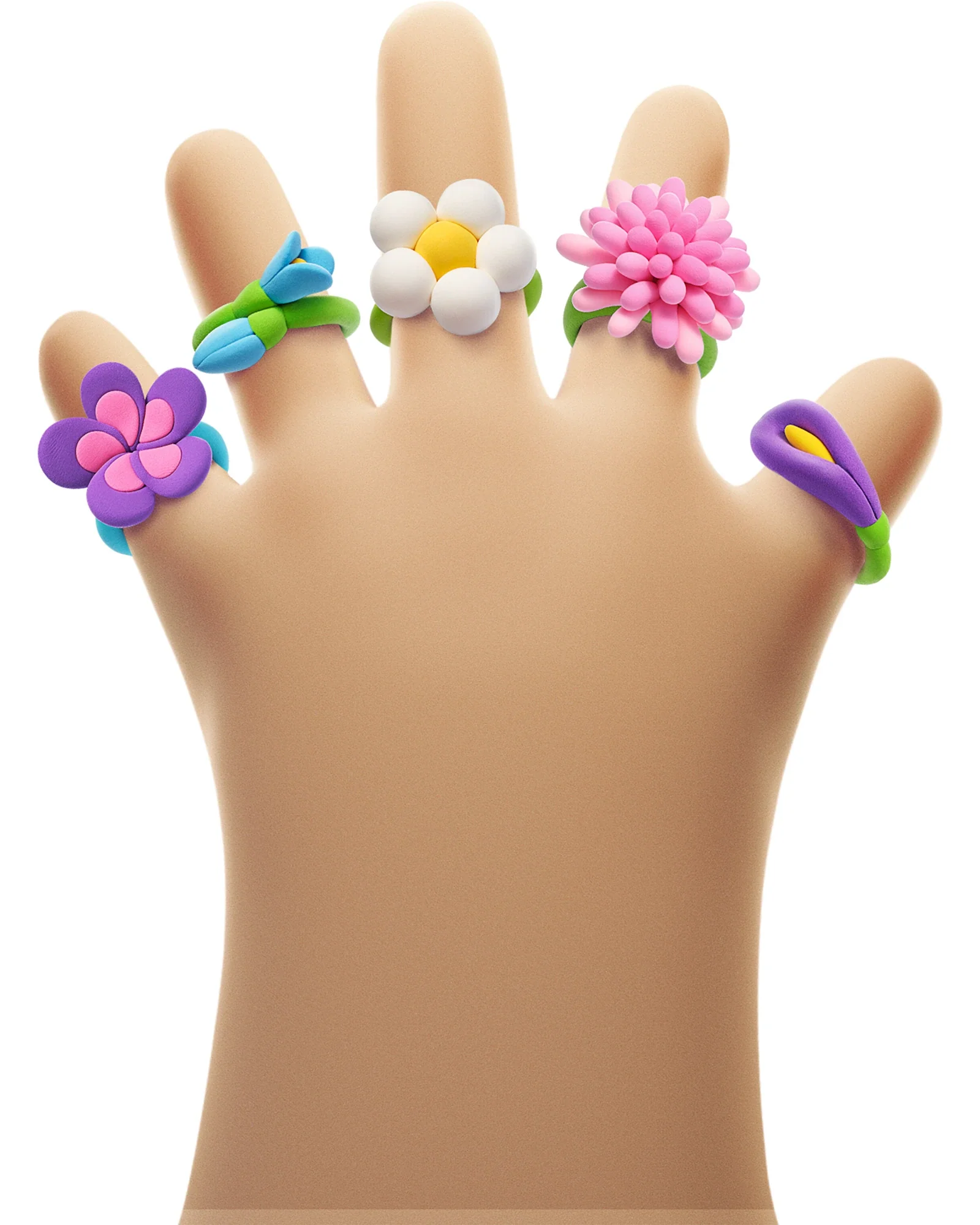 Hey Clay Bijou Flower Rings - Image 3