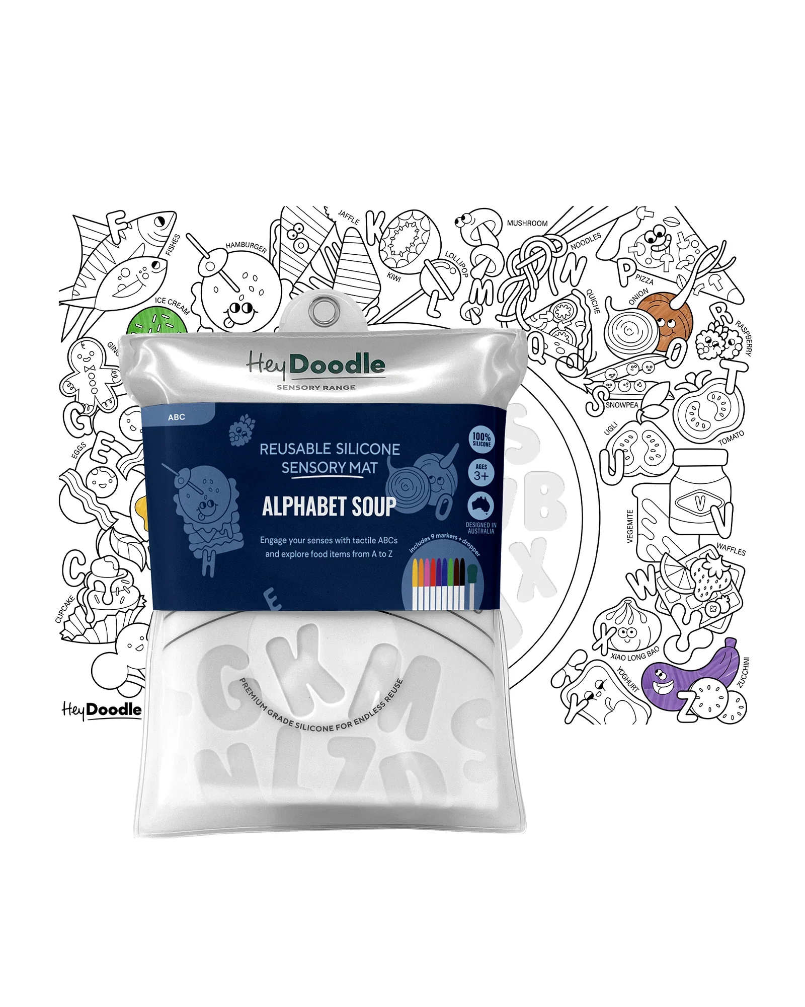 HeyDoodle Alphabet Soup Sensory Colouring & Doodle Mat