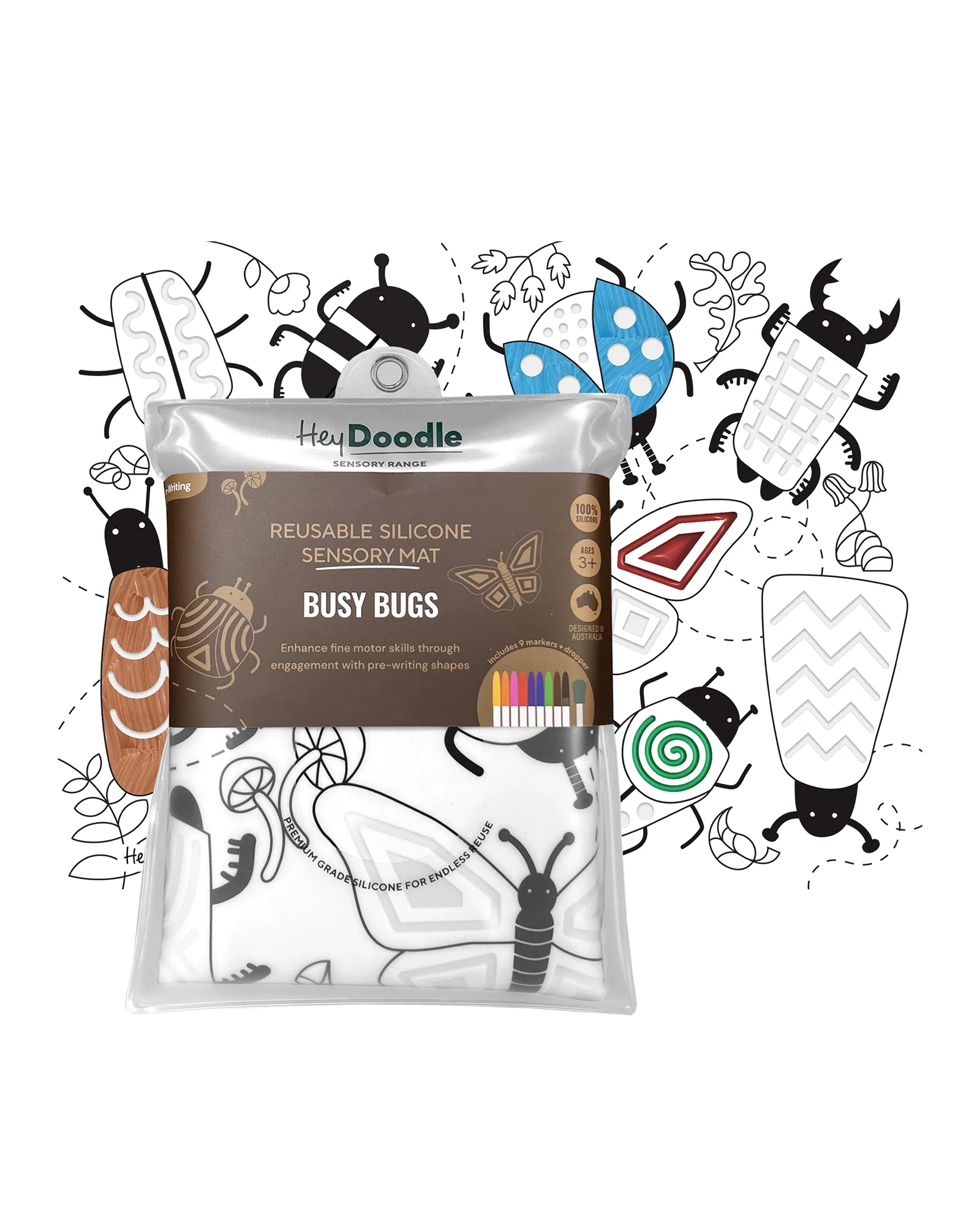 HeyDoodle Busy Bugs Sensory Colouring & Doodle Mat