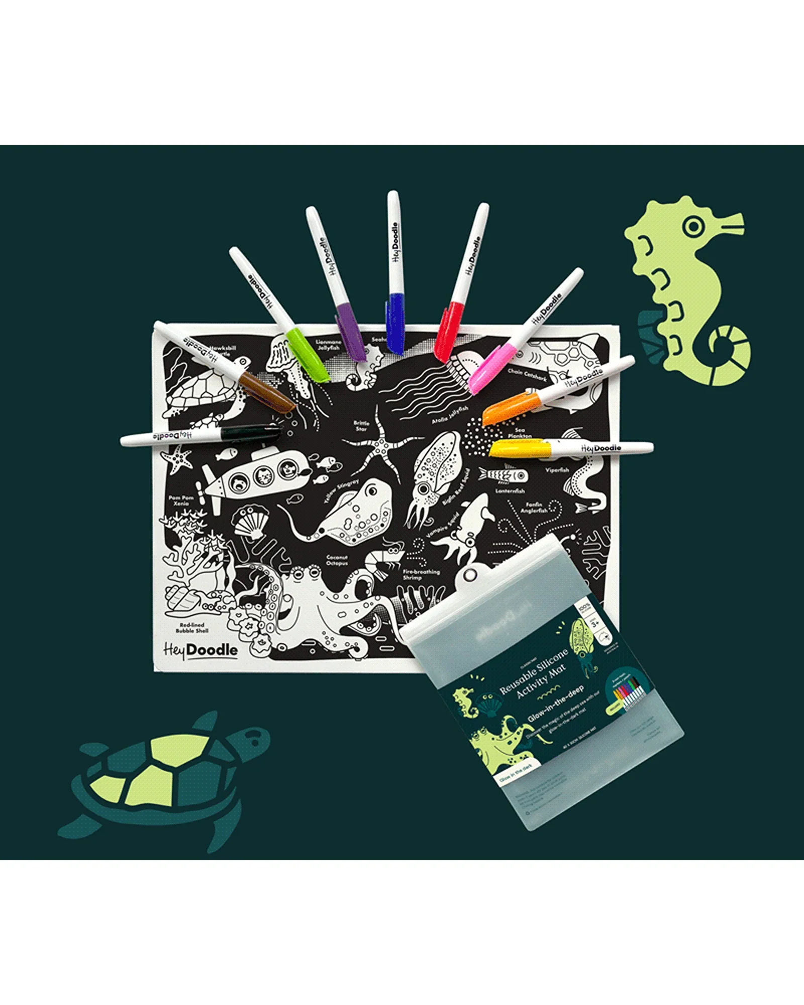 HeyDoodle Glow-in-the-deep Classic Colouring & Doodle Mat - Image 2