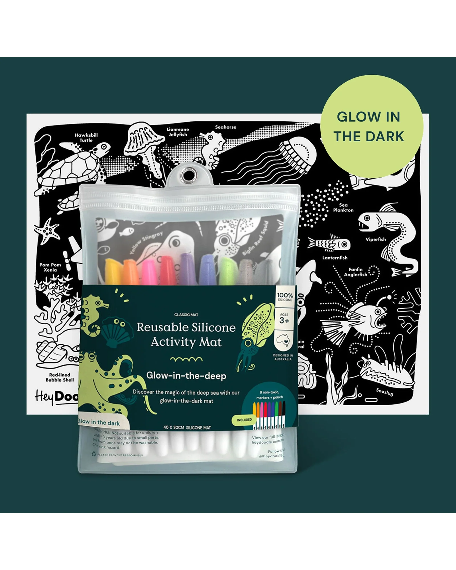 HeyDoodle Glow-in-the-deep Classic Colouring & Doodle Mat - Image 7