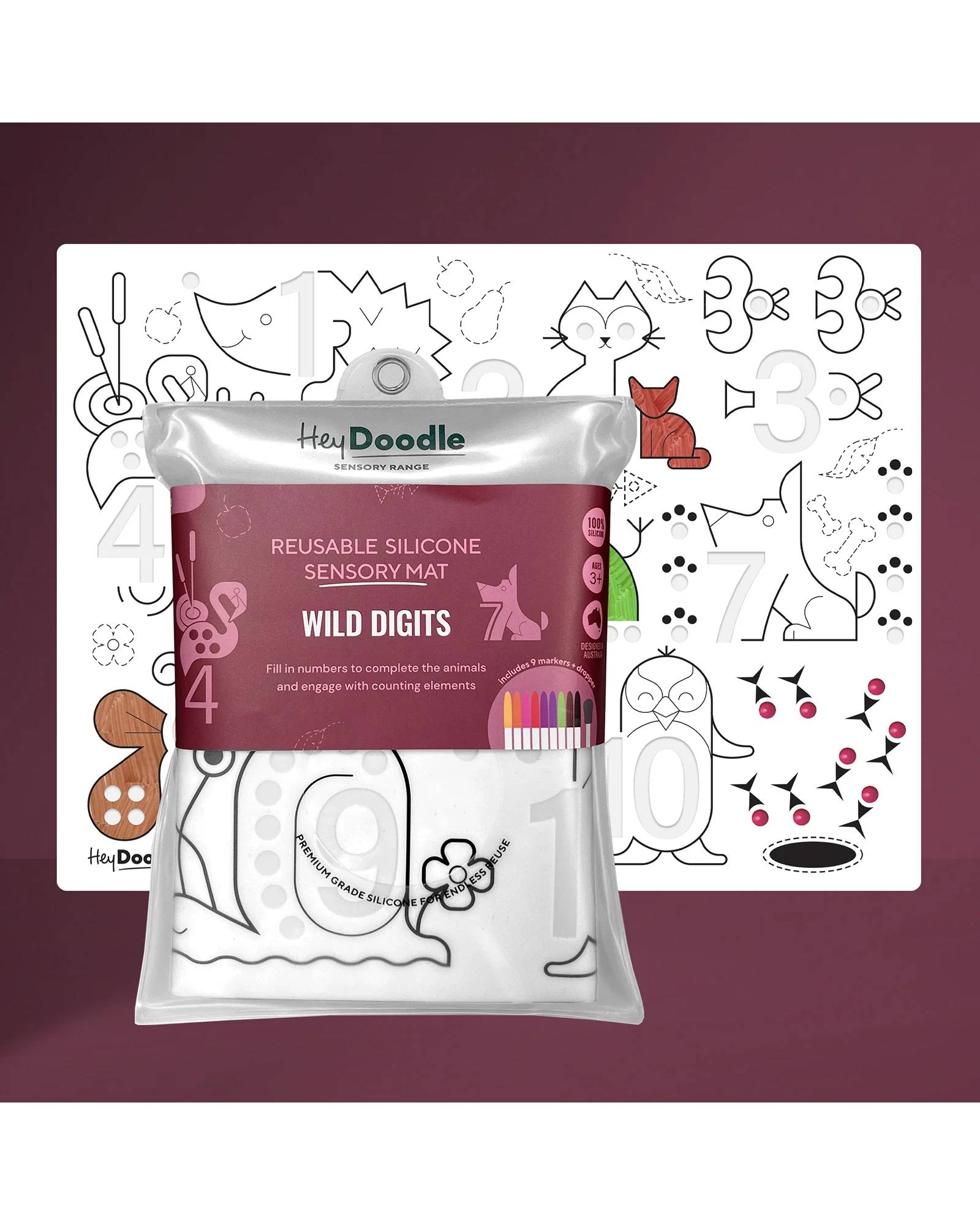 HeyDoodle Wild Digits Sensory Colouring & Doodle Mat - Image 9
