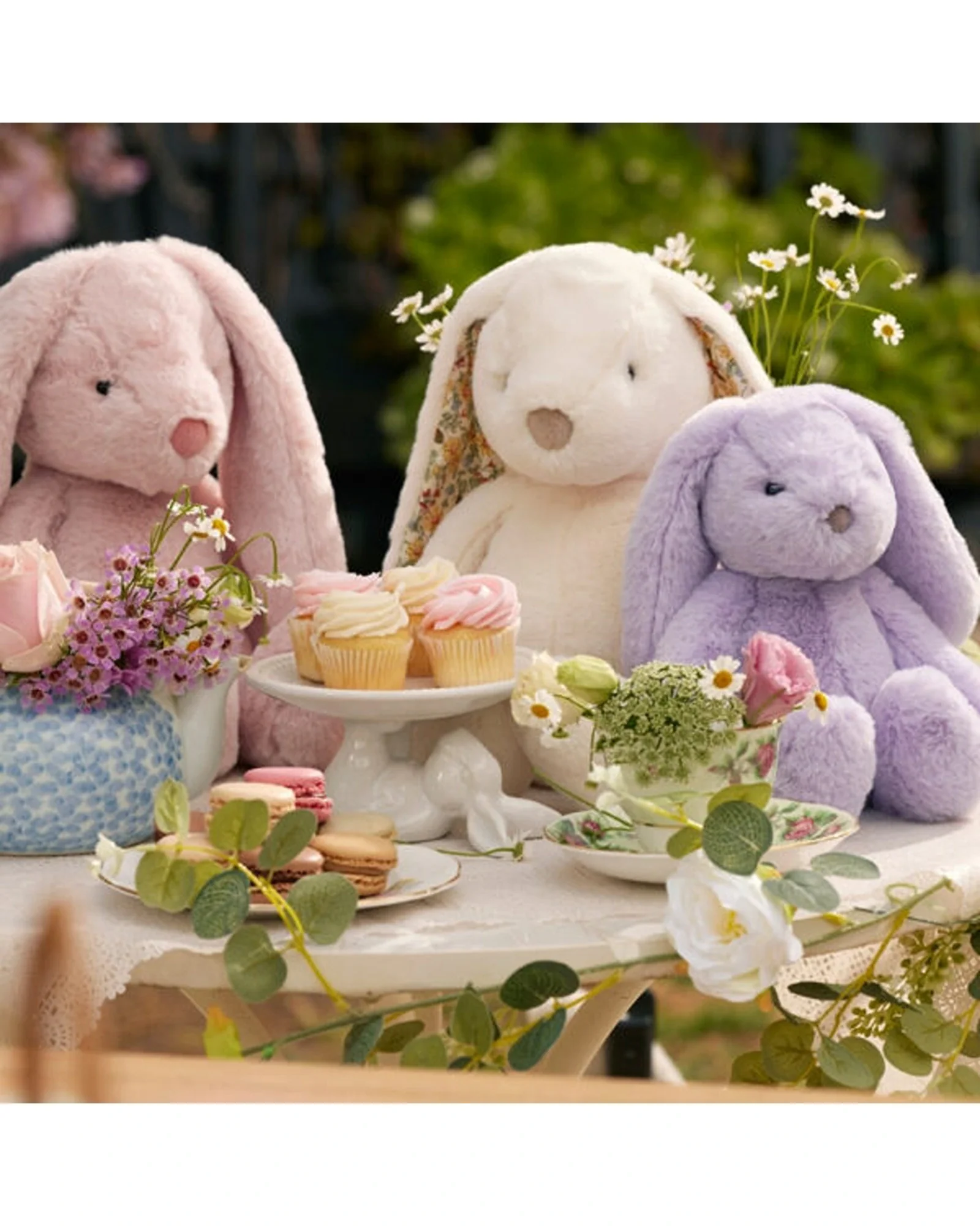 Jiggle and Giggle Floral White Bunny Medium - Image 2