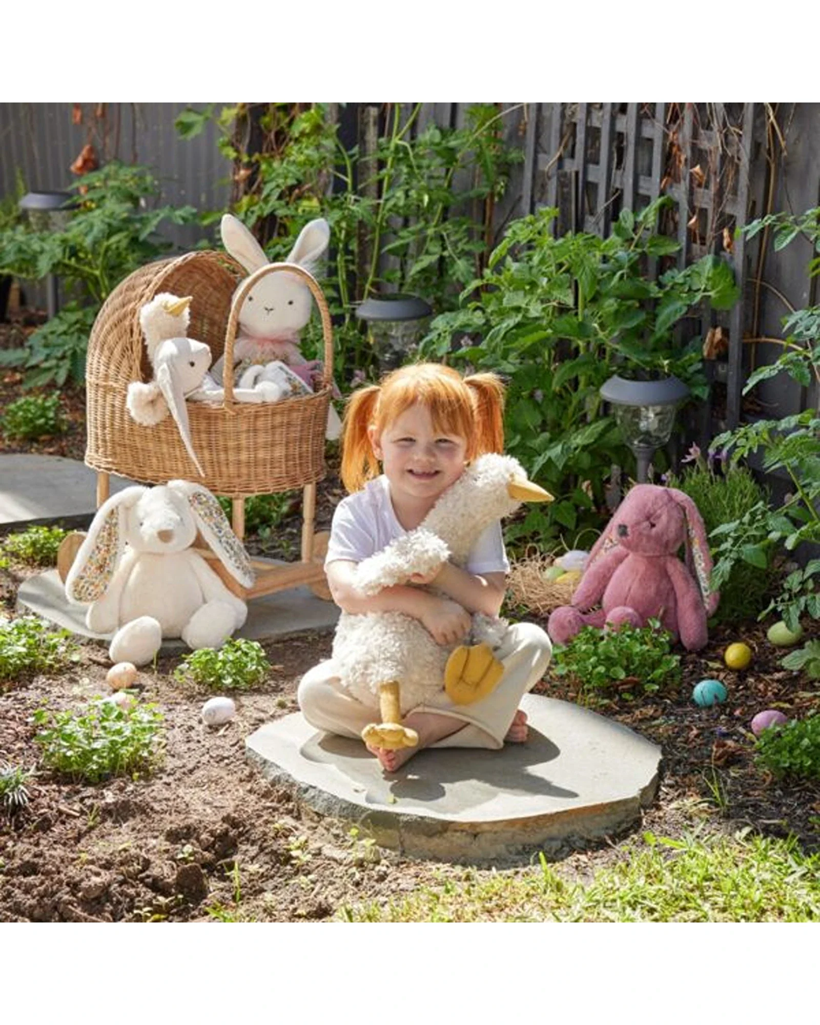 Jiggle and Giggle Floral White Bunny Medium - Image 4