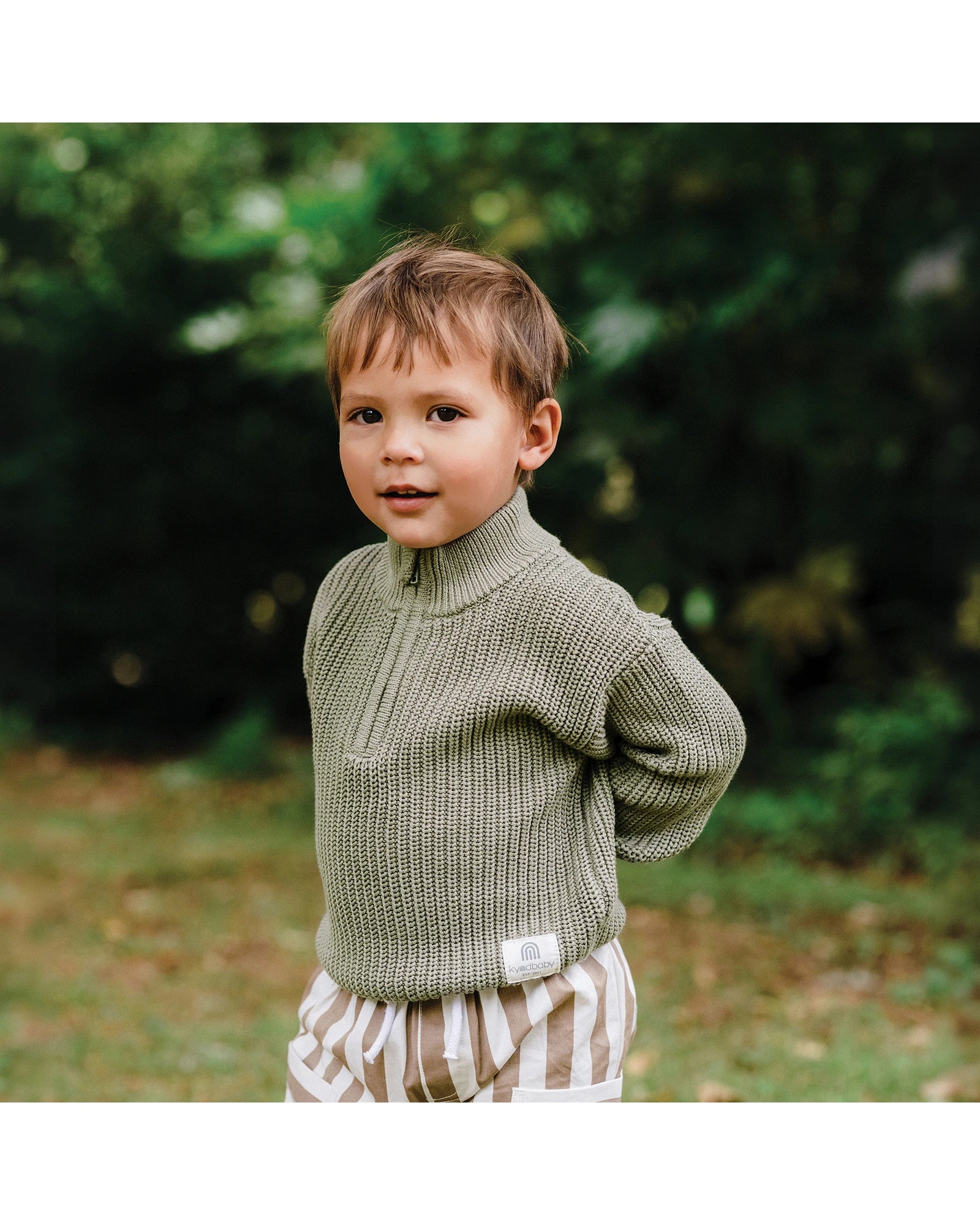 Knit Rib Jumper - Olive Size 2