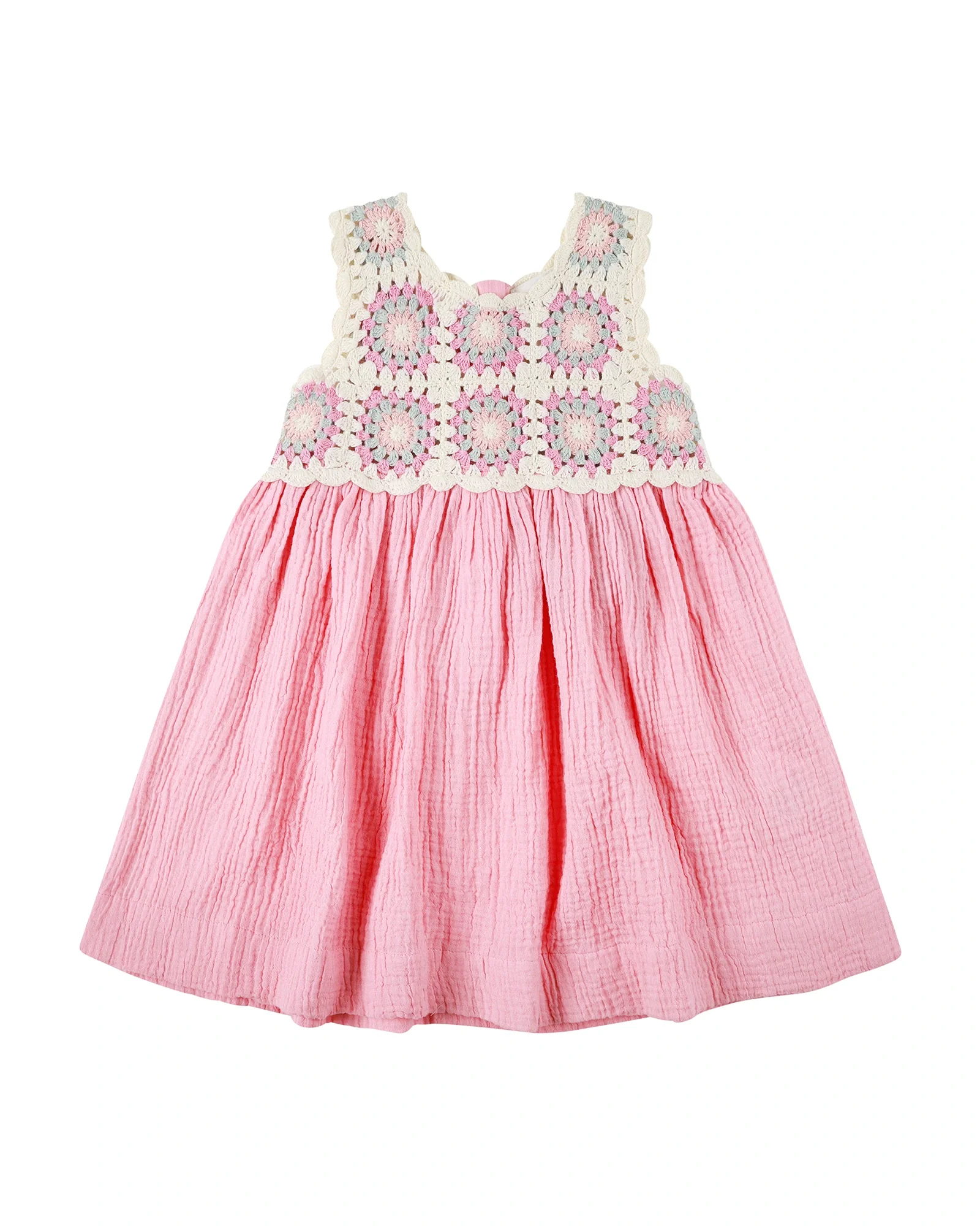 Kynd Baby Crochet Woven Dress Strawberry - Size 0