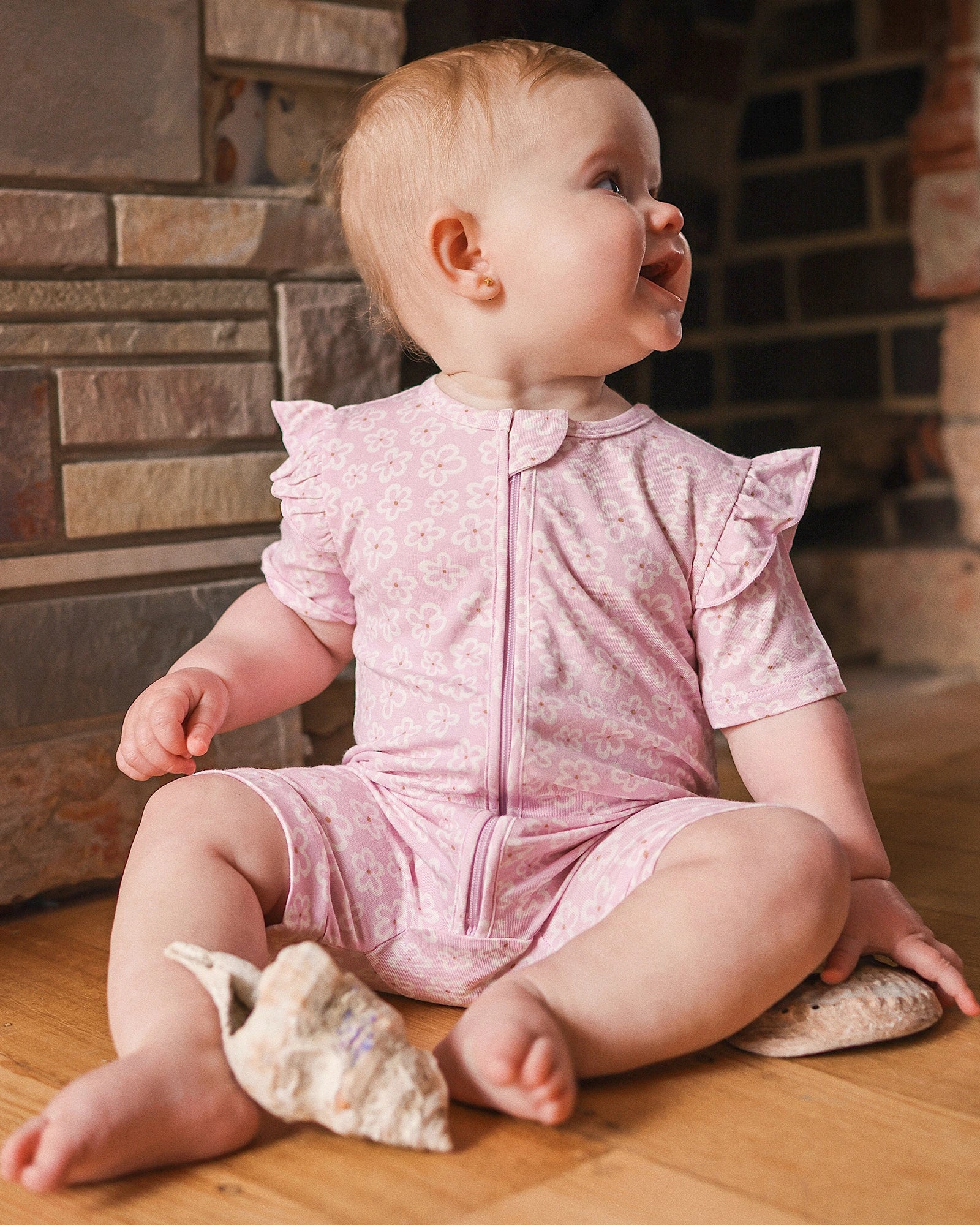 Kynd Baby Day or Night Short Sleeve Frill Onesie Frangipani - Size 00 - Image 4