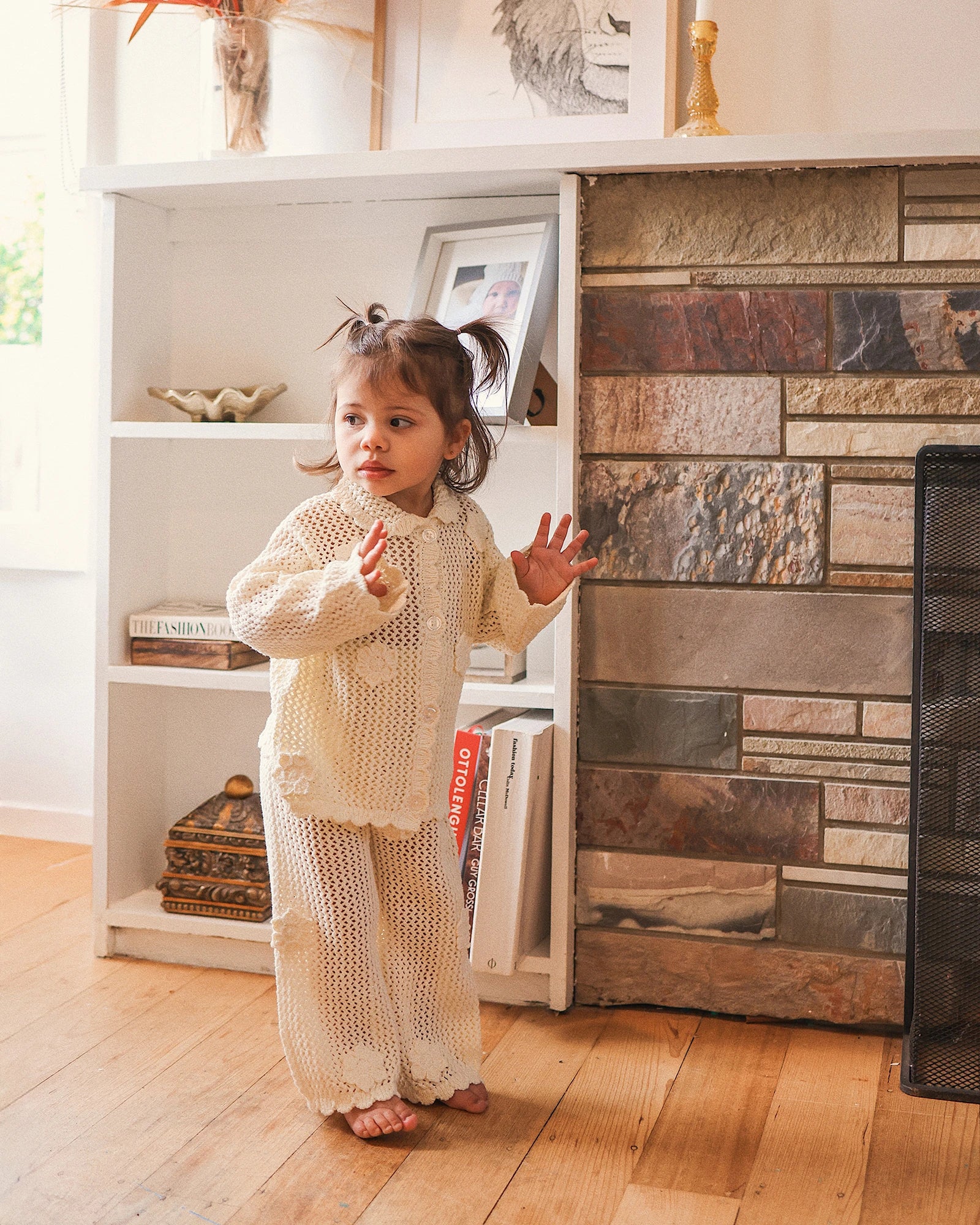 Kynd Baby Knit Crochet Daisy Cardigan Vanilla - Size 2 - Image 7