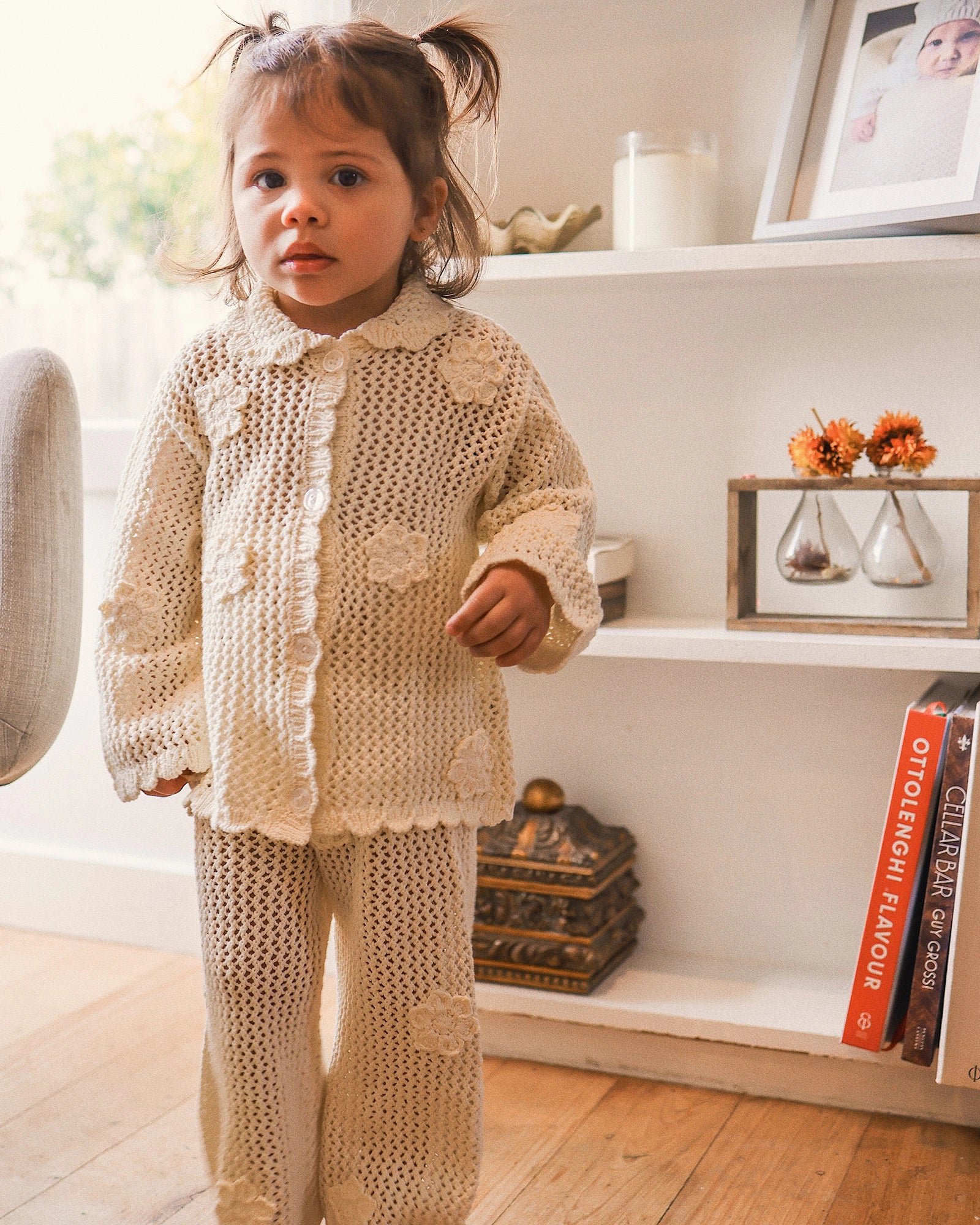 Kynd Baby Knit Crochet Daisy Cardigan Vanilla - Size 2 - Image 8