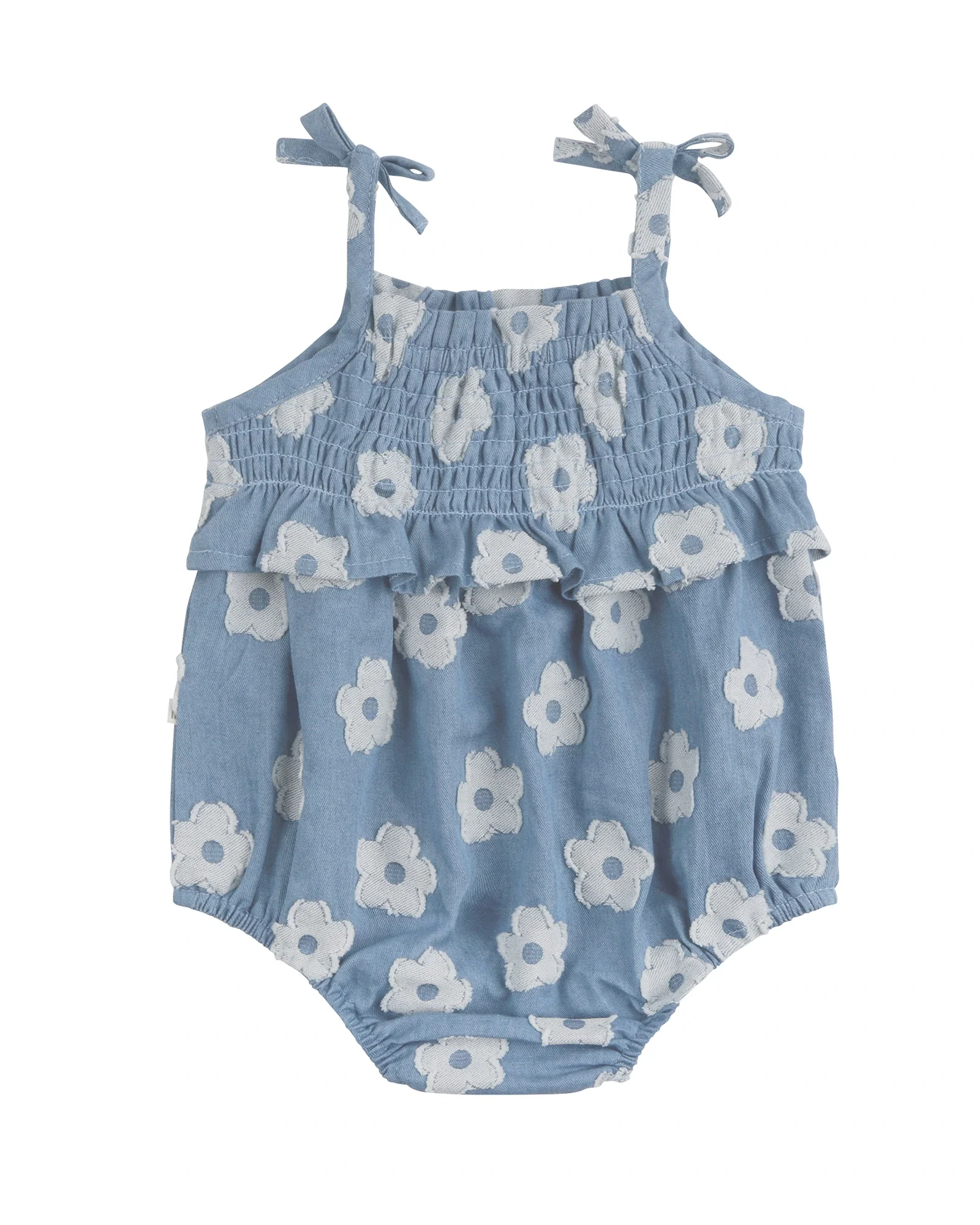 Kynd Baby Shirred Woven Romper Chambray - Size 0 - Image 5