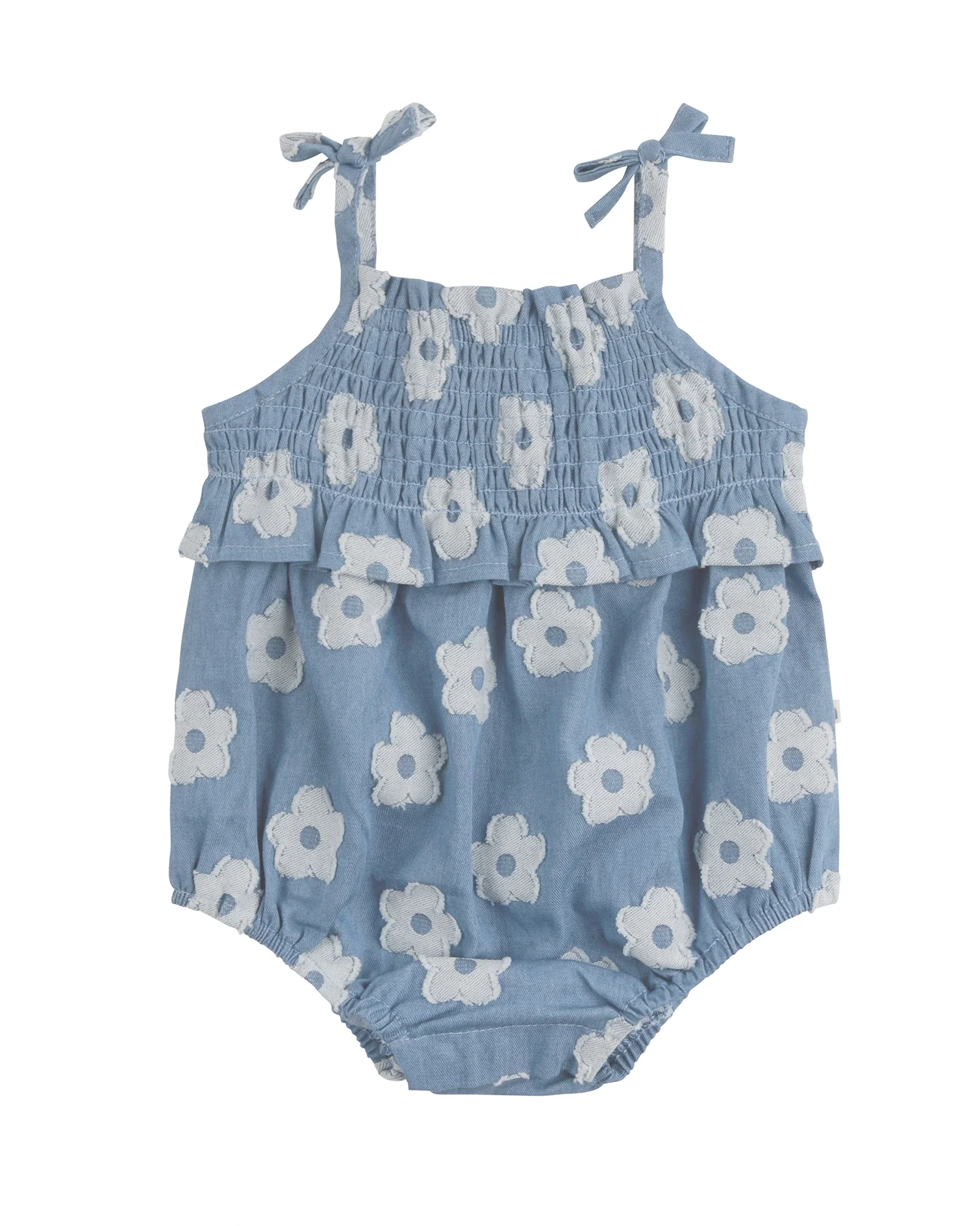 Kynd Baby Shirred Woven Romper Chambray - Size 0 - Image 4