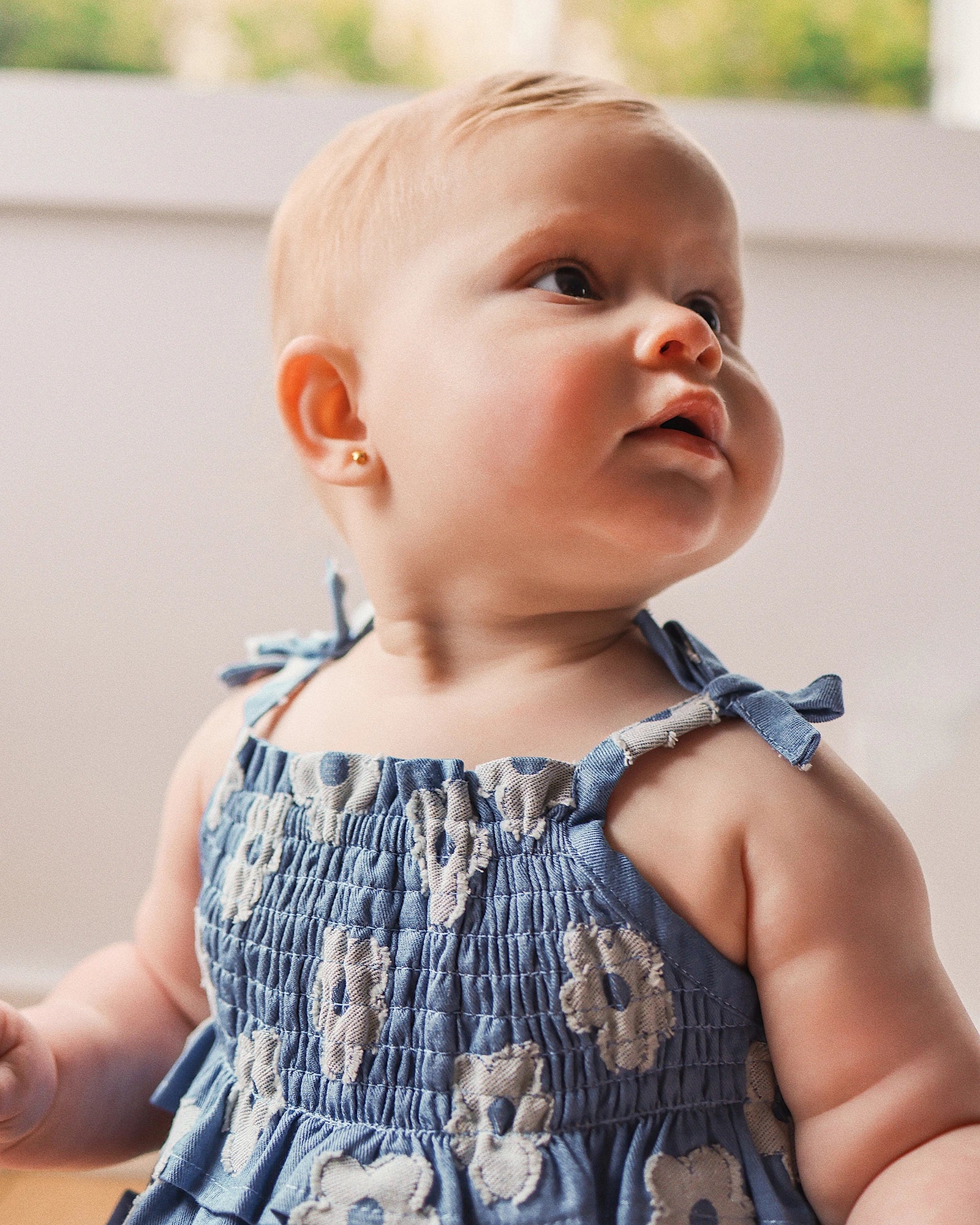 Kynd Baby Shirred Woven Romper Chambray - Size 0 - Image 2