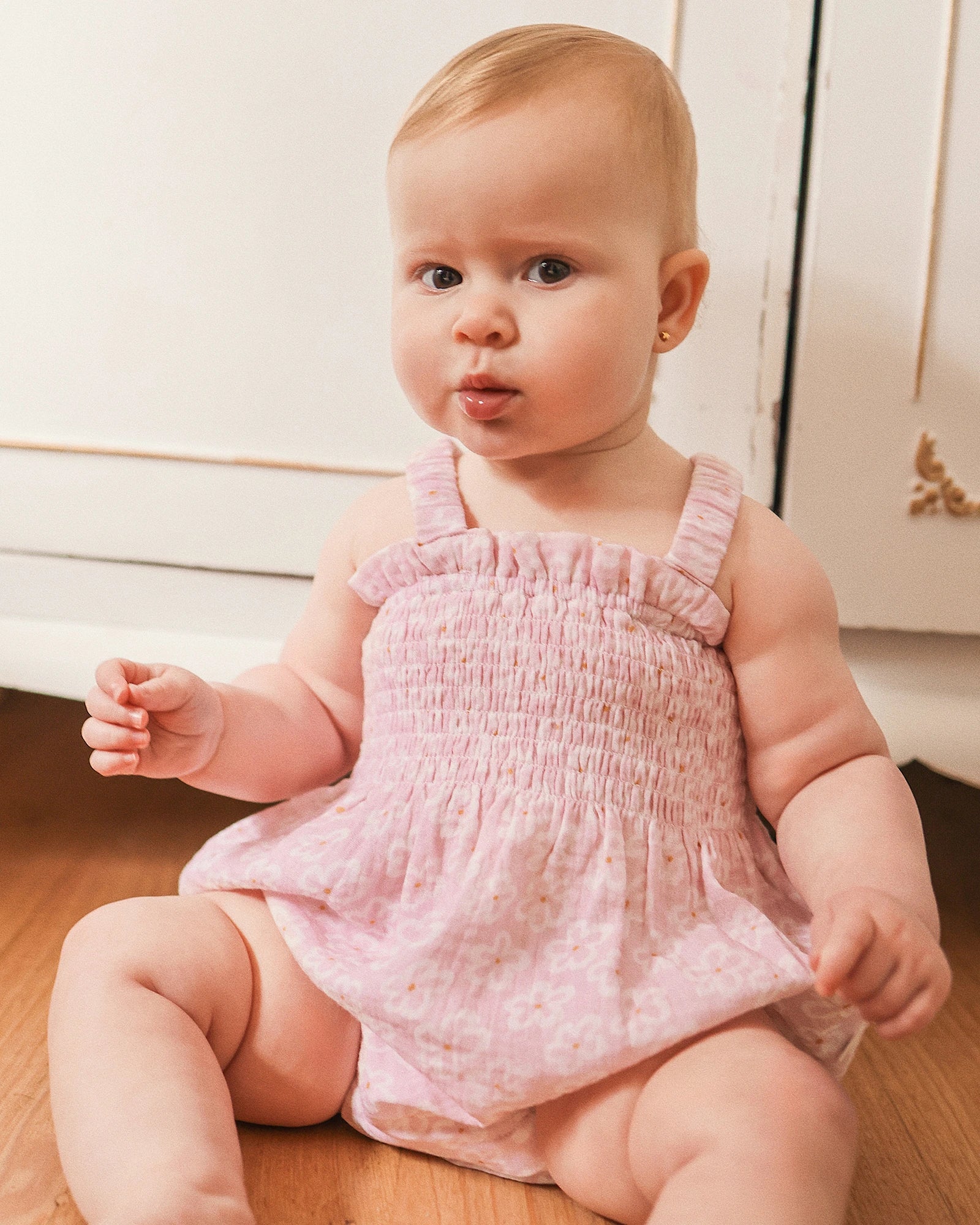Kynd Baby Shirred Woven Romper Frangipani - Size 0