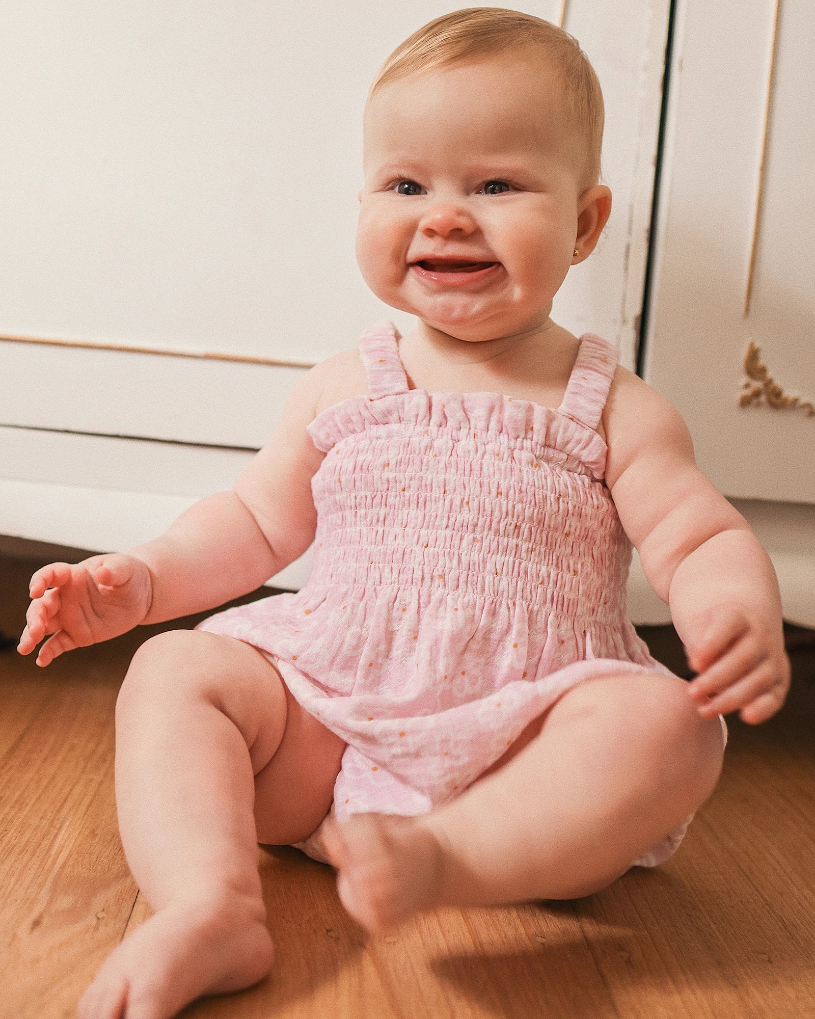 Kynd Baby Shirred Woven Romper Frangipani - Size 00 - Image 4