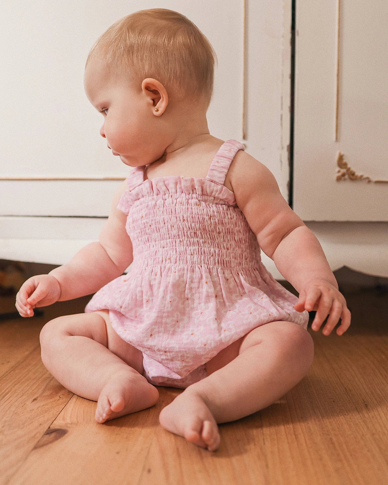 Kynd Baby Shirred Woven Romper Frangipani - Size 00 - Image 5